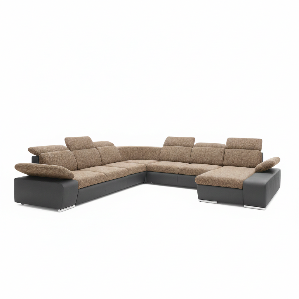 PCo Rohová sedací souprava ODYSEA IV do U, 355 cm Barva látky: VARDO 35 (Krémová hnědá), Roh pohovky: Pravý roh
