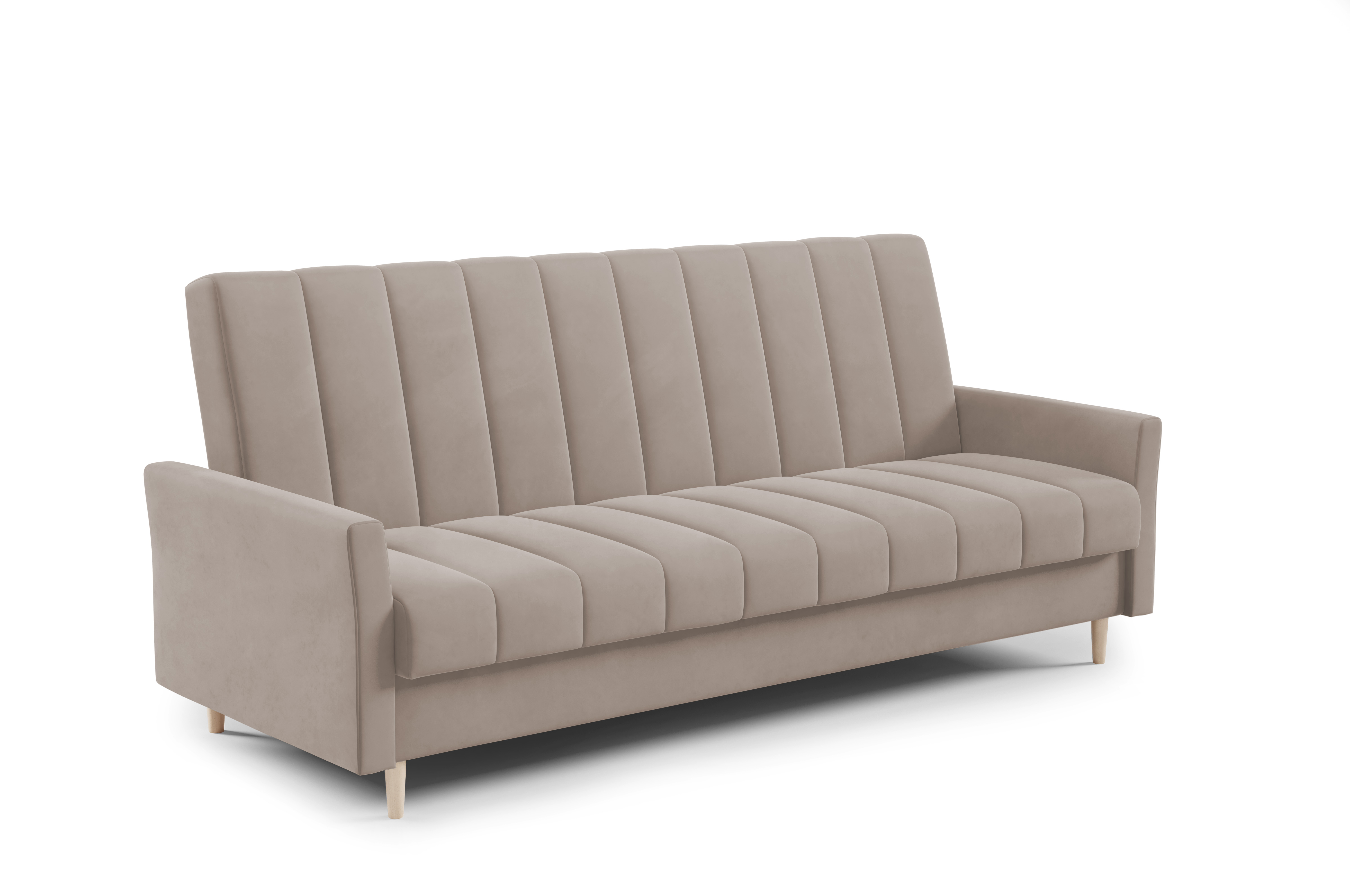 Eka Rozkládací pohovka SANY, 227cm Výběr nohou: Bílé, Barva látky: ALFA 03 (Béžová)