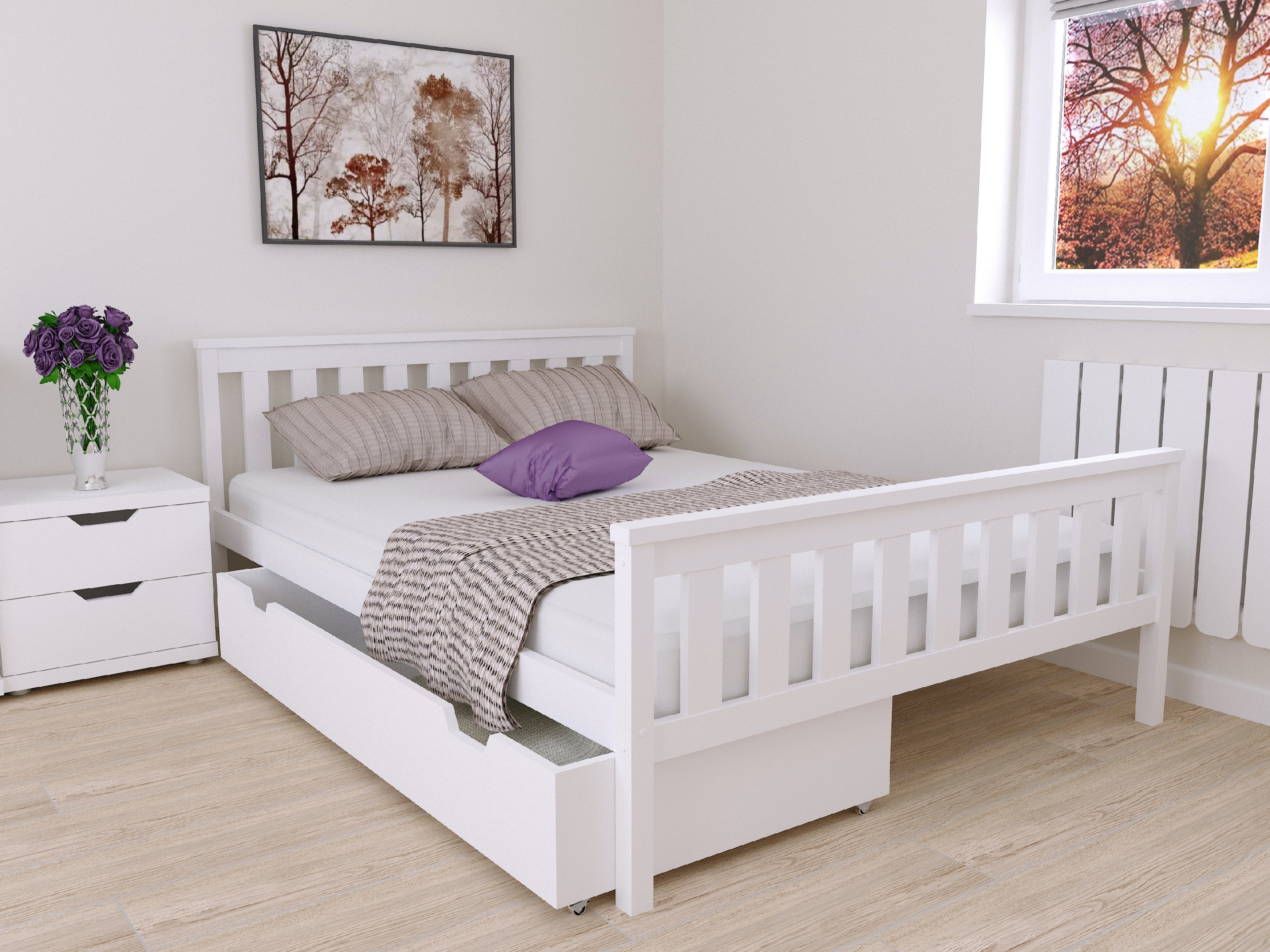 EB Postel z masivu Aneta 90 x 200 cm - Bílá - 2.jakost