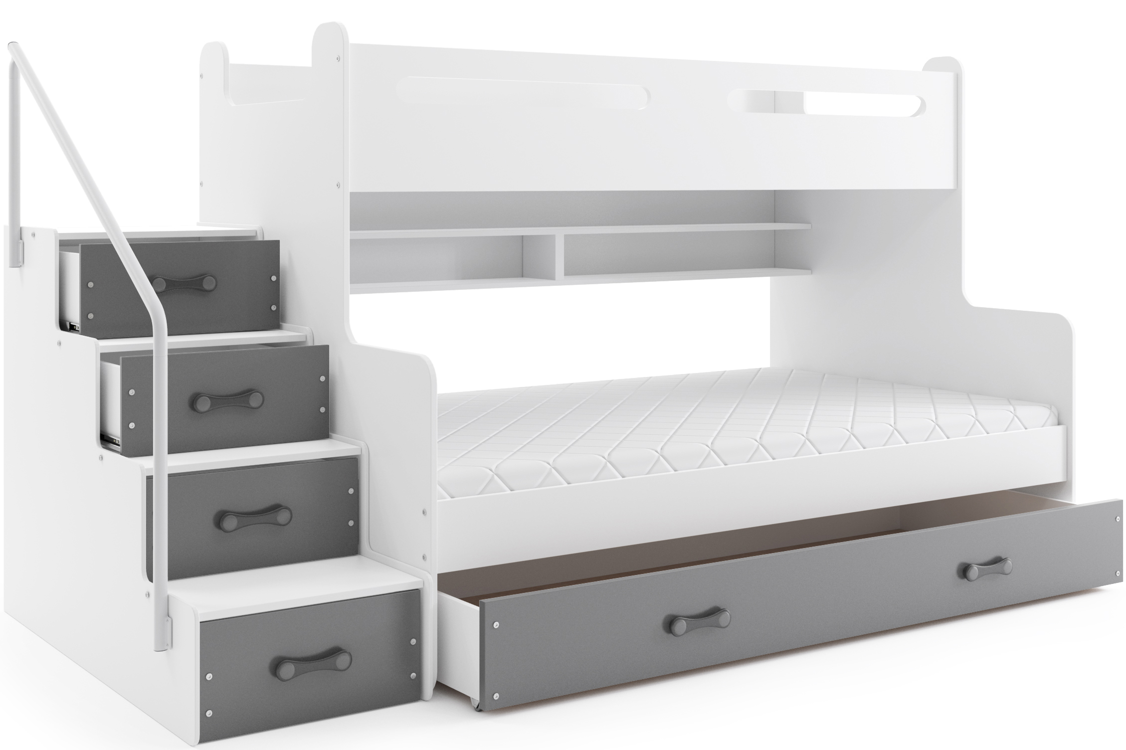 SMB Dětská patrová postel se šuplíky MAXI 2, 80+120x200 cm Barva šuplíku: Grafit