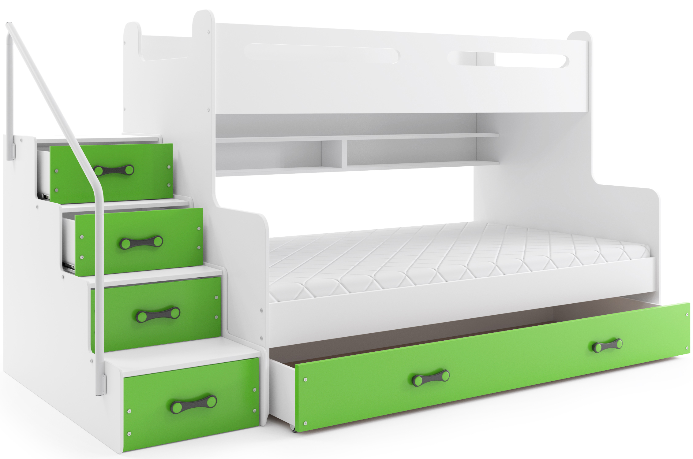 SMB Dětská patrová postel se šuplíky MAXI 2, 80+120x200 cm Barva šuplíku: Zelená
