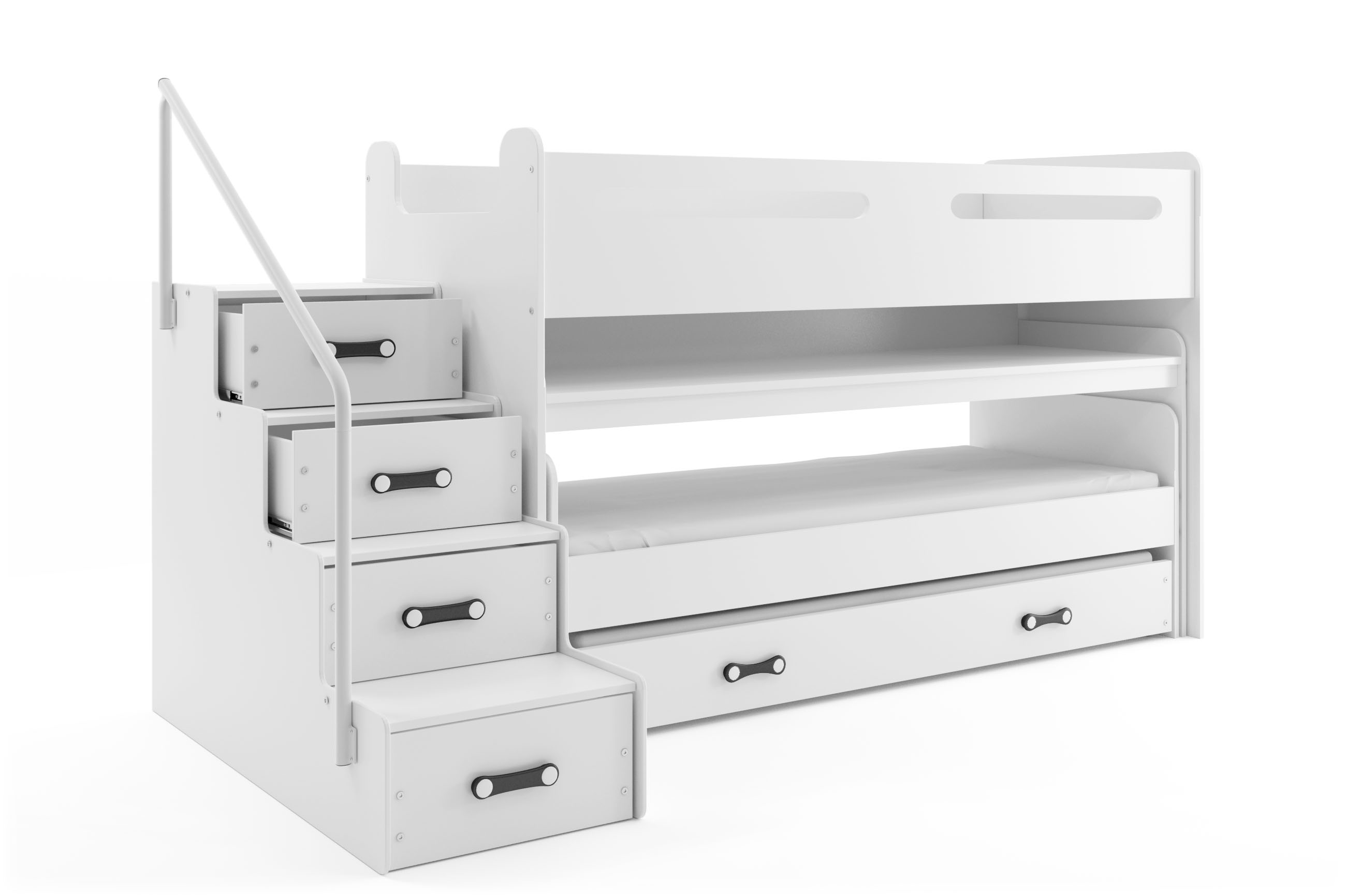 SMB Dětská patrová postel se stolem a šuplíky MAXI 3, 80x200+80x190 cm Barva šuplíku: Bílá