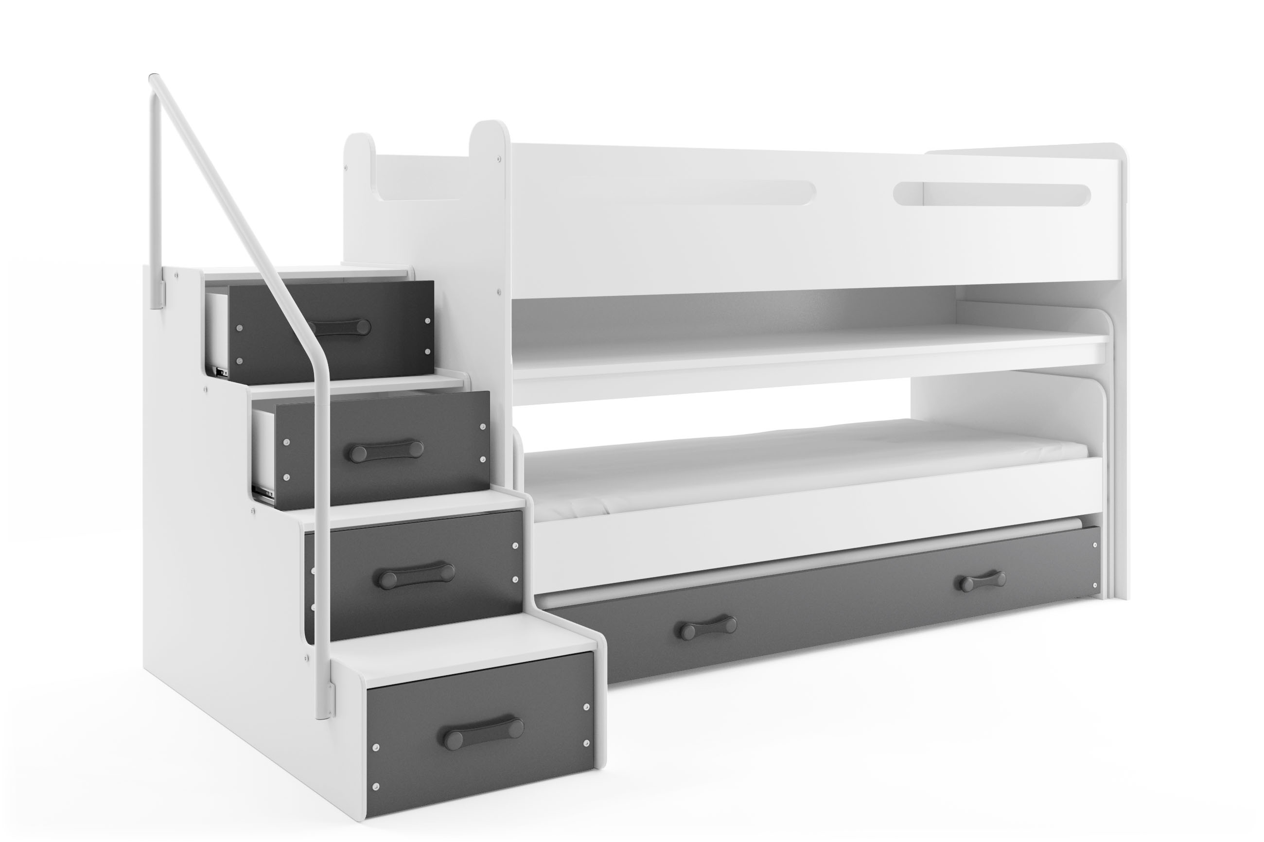 SMB Dětská patrová postel se stolem a šuplíky MAXI 3, 80x200+80x190 cm Barva šuplíku: Grafit