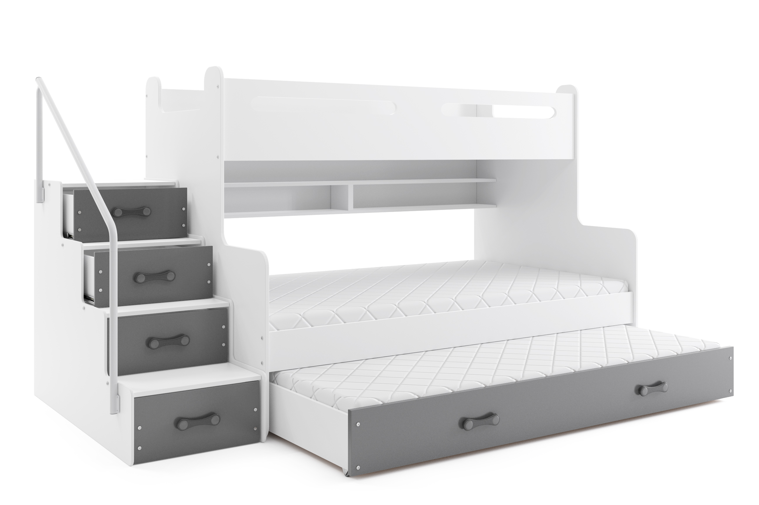 SMB Dětská patrová postel se šuplíky a přistýlkou MAXI 5, 80+120x200 cm Barva šuplíku: Grafit