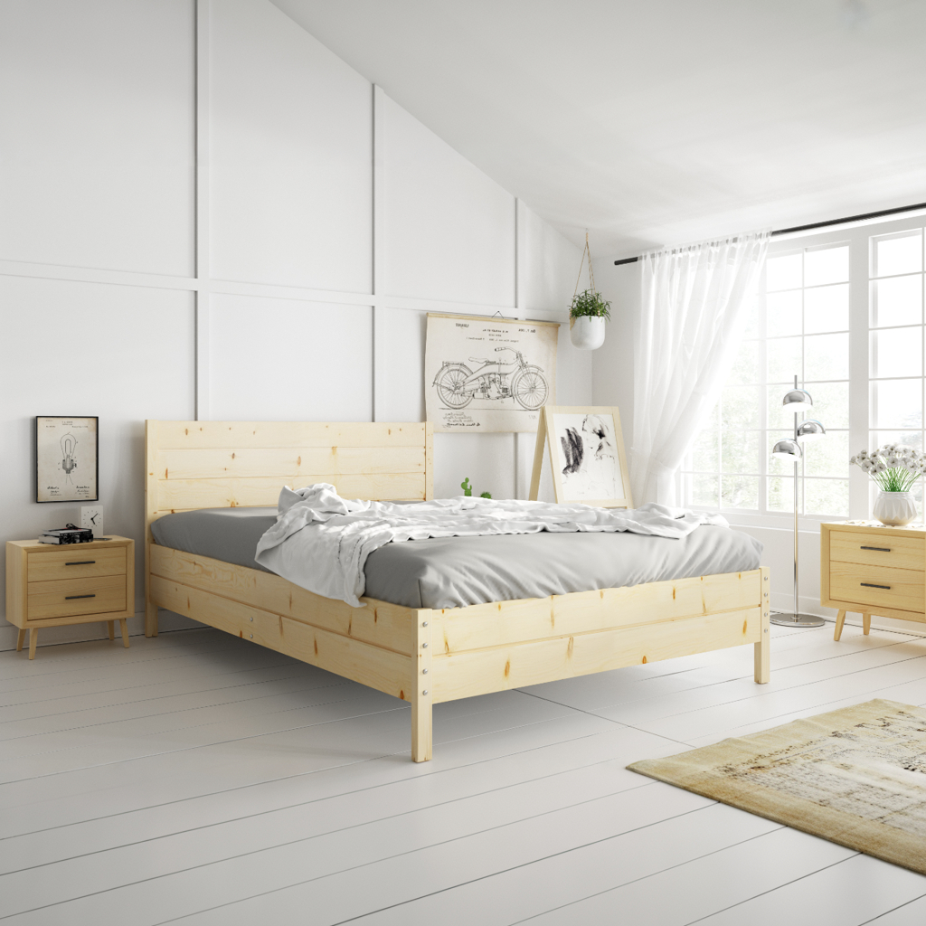 SMB Postel z masivu s úložným prostorem CANNI, 140x200 cm