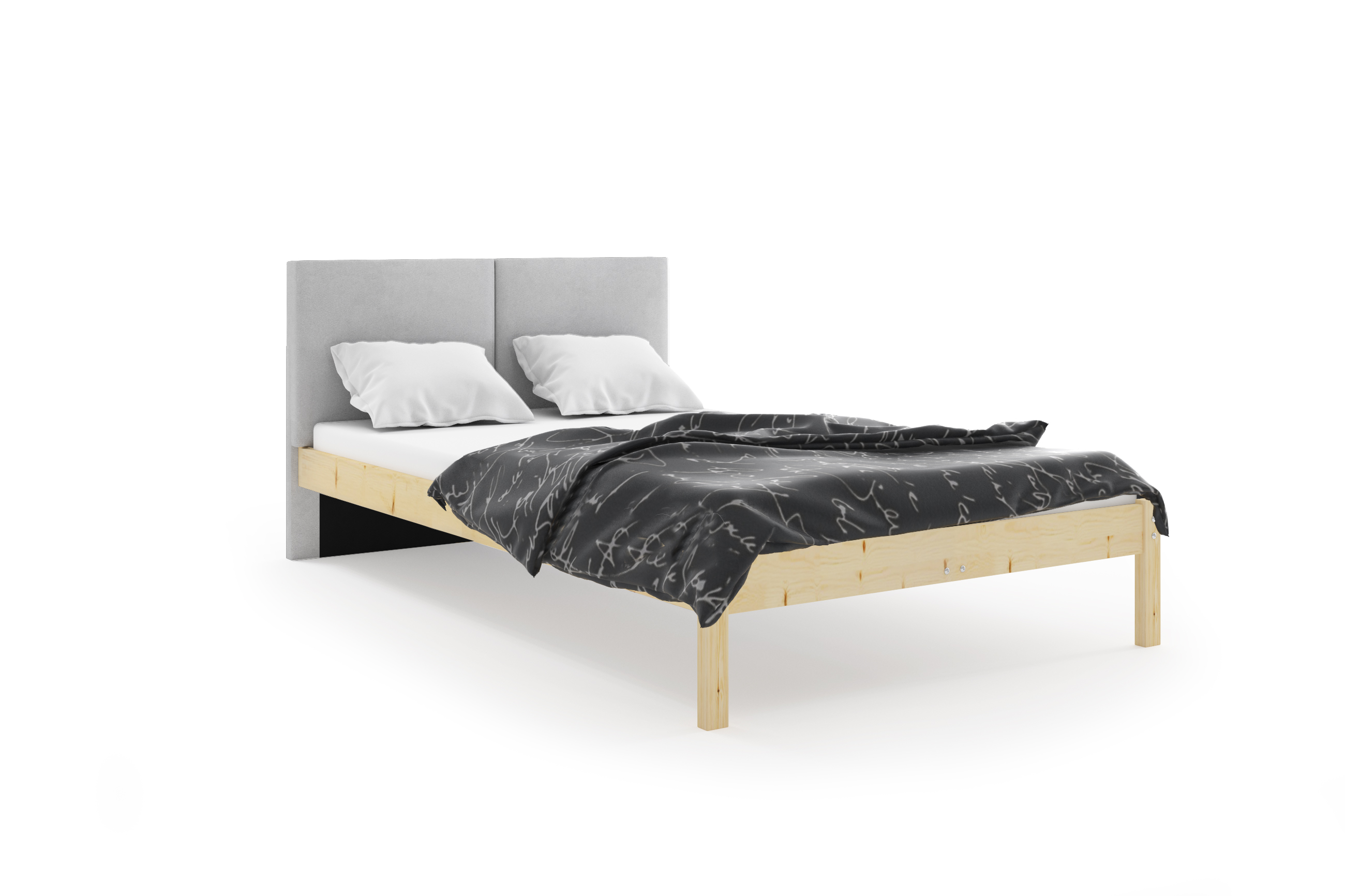 SMB Postel z masivu s čalouněným čelem GALANTE, 160x200 cm Barva: SWING 16 (světle šedá)