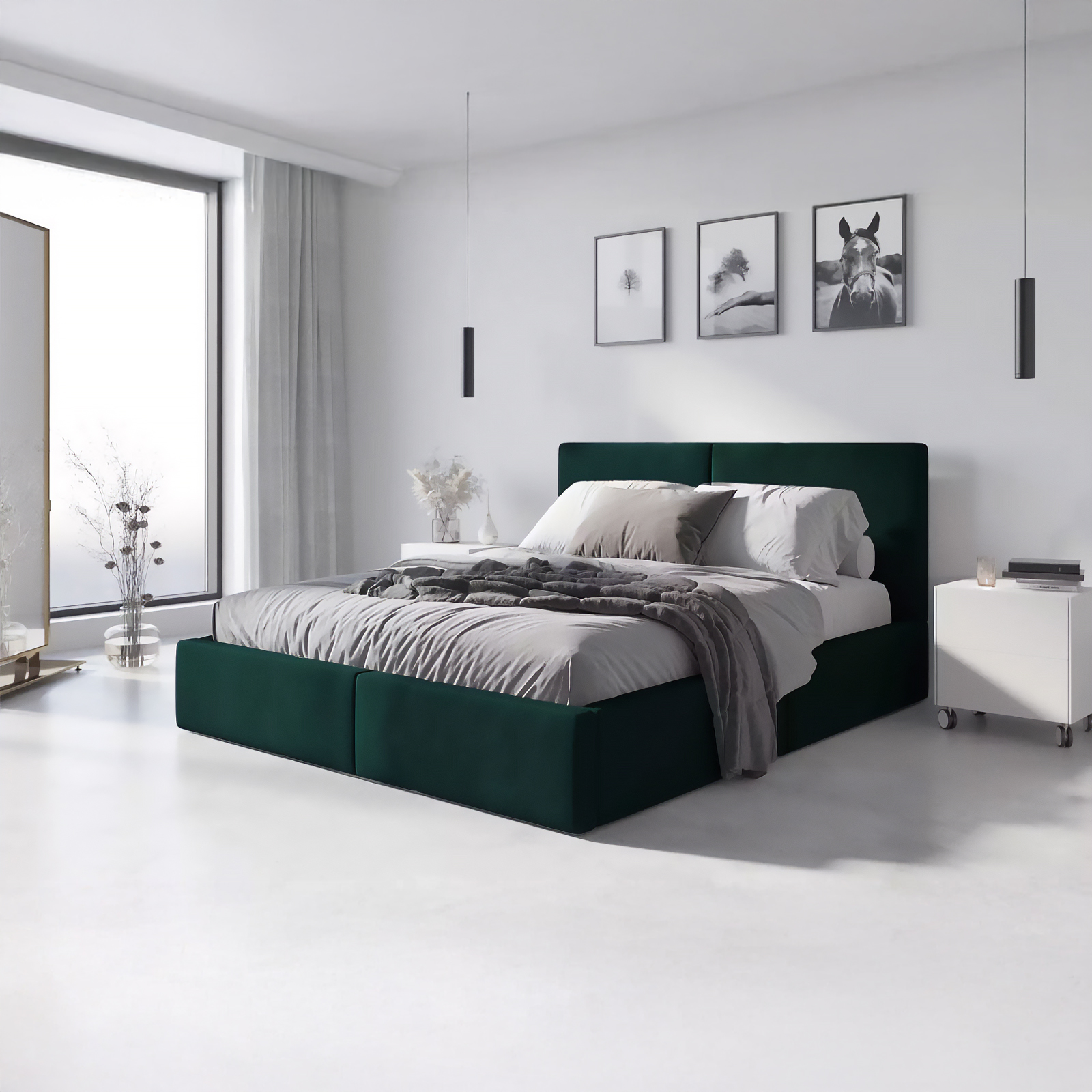 SMB Čalouněná postel s úložným prostorem HILARY 2, 120x200 cm Barva: TRINITY 28 (tmavě zelená)