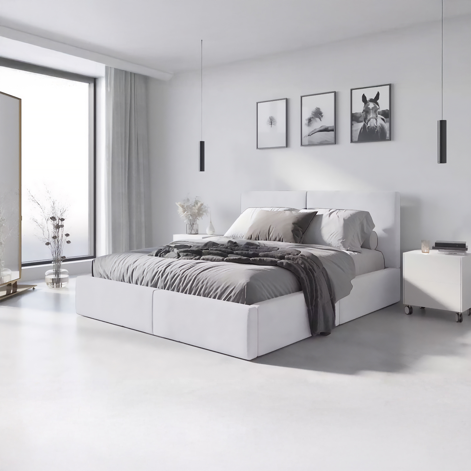 SMB Čalouněná postel s úložným prostorem HILARY 2, 120x200 cm Barva: TRINITY 00 (bílá)