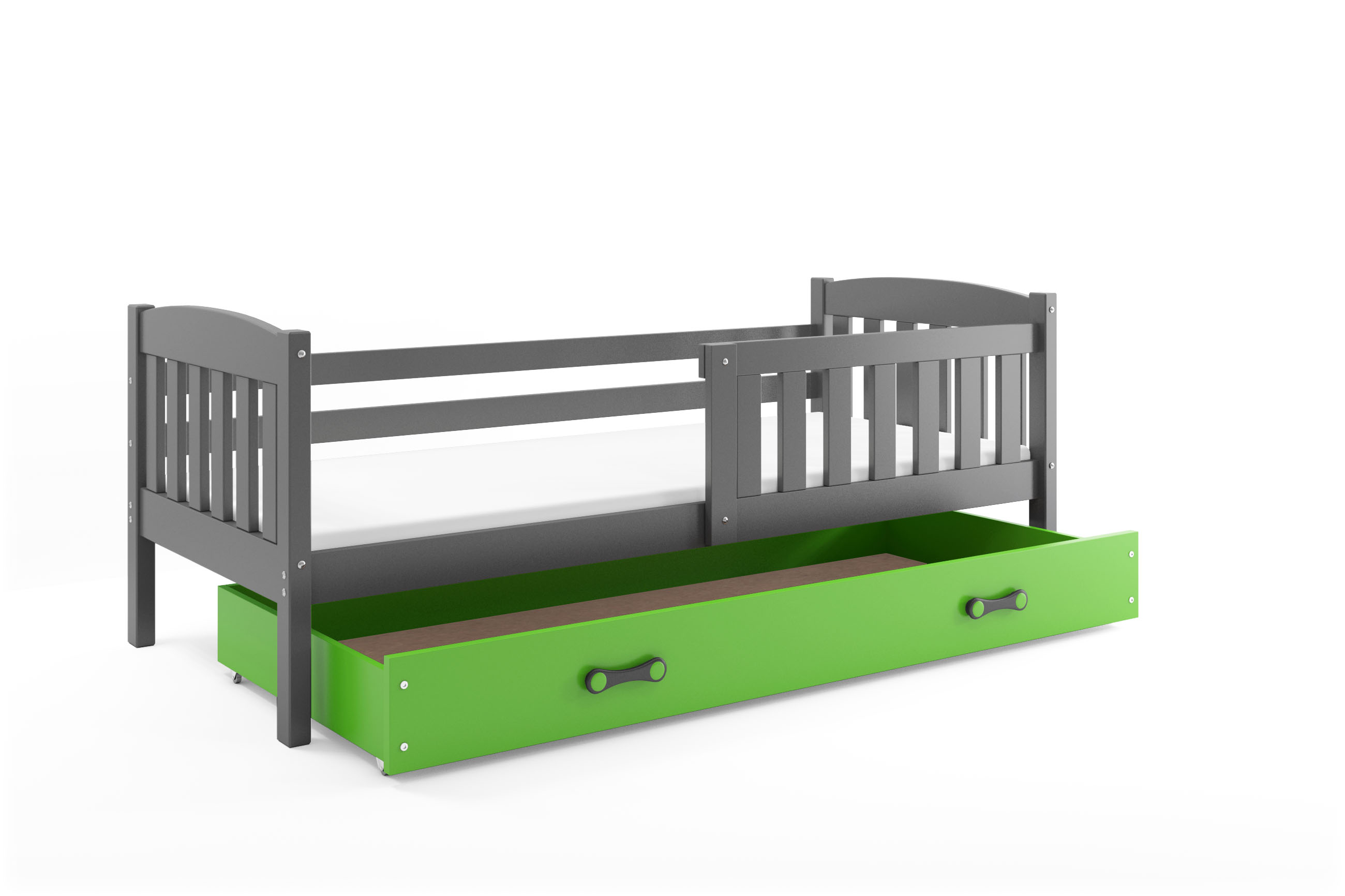 SMB Dětská postel se šuplíkem JAKE 1, 80x160 cm Dekor: Grafit, Barva šuplíku: Zelená