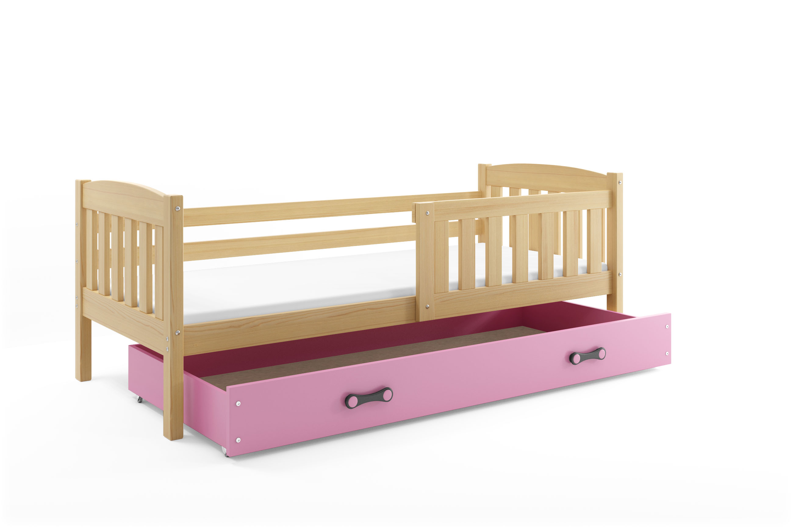 SMB Dětská postel se šuplíkem JAKE 1, 90x190 cm Dekor: Borovice, Barva šuplíku: Růžová