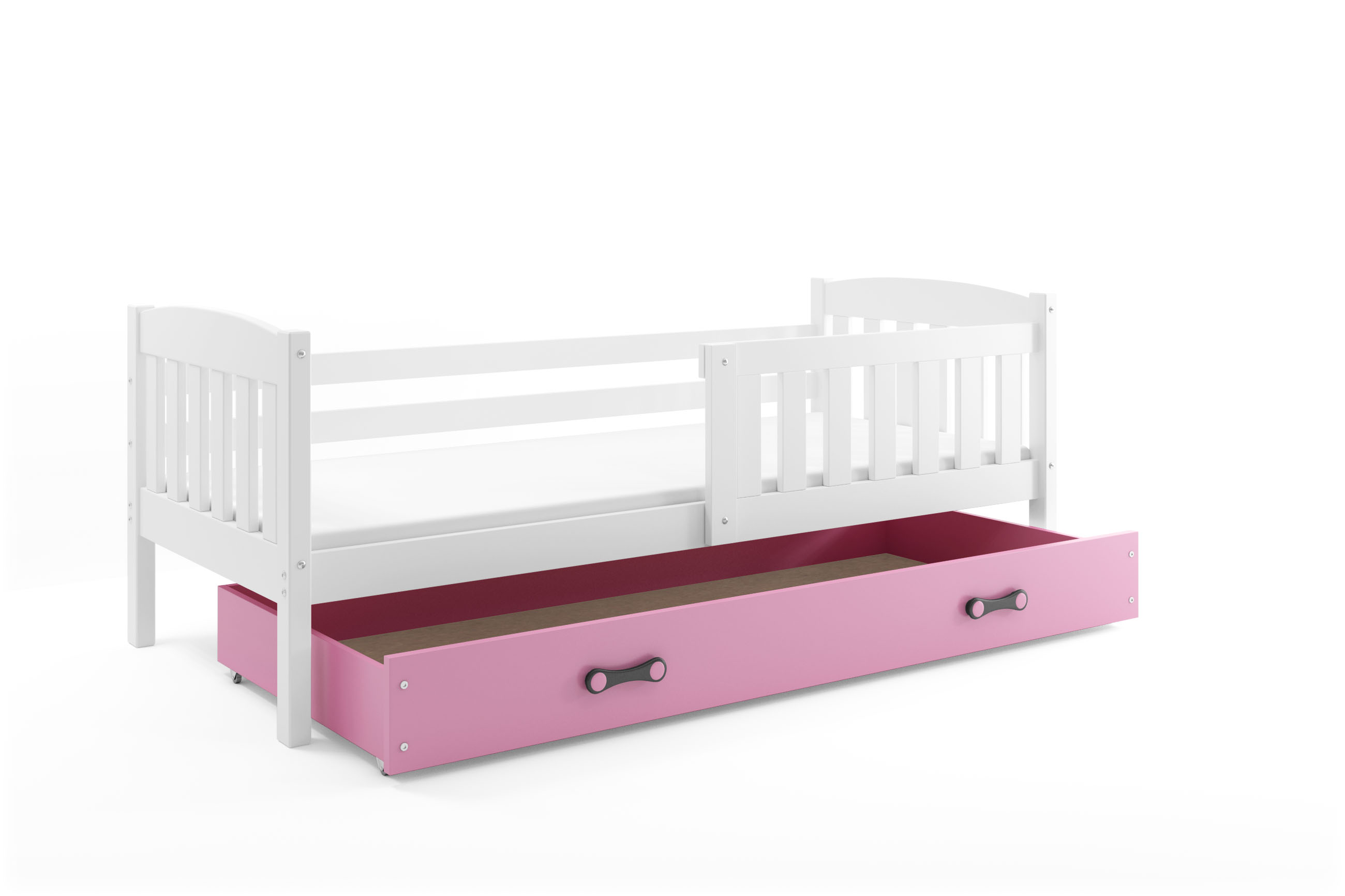SMB Dětská postel se šuplíkem JAKE 1, 90x190 cm Dekor: Bílá, Barva šuplíku: Růžová