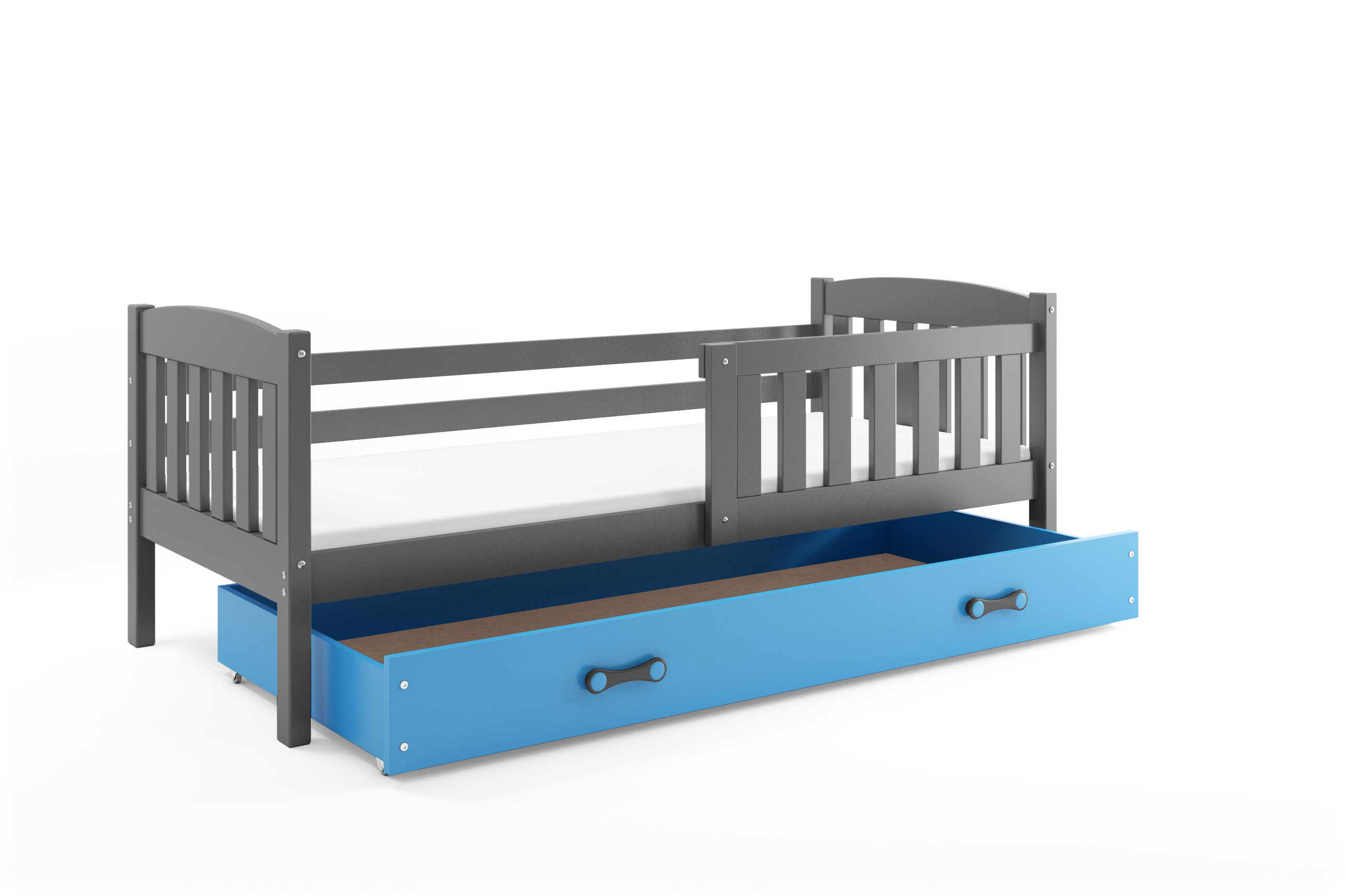 SMB Dětská postel se šuplíkem JAKE 1, 90x190 cm Dekor: Grafit, Barva šuplíku: Modrá