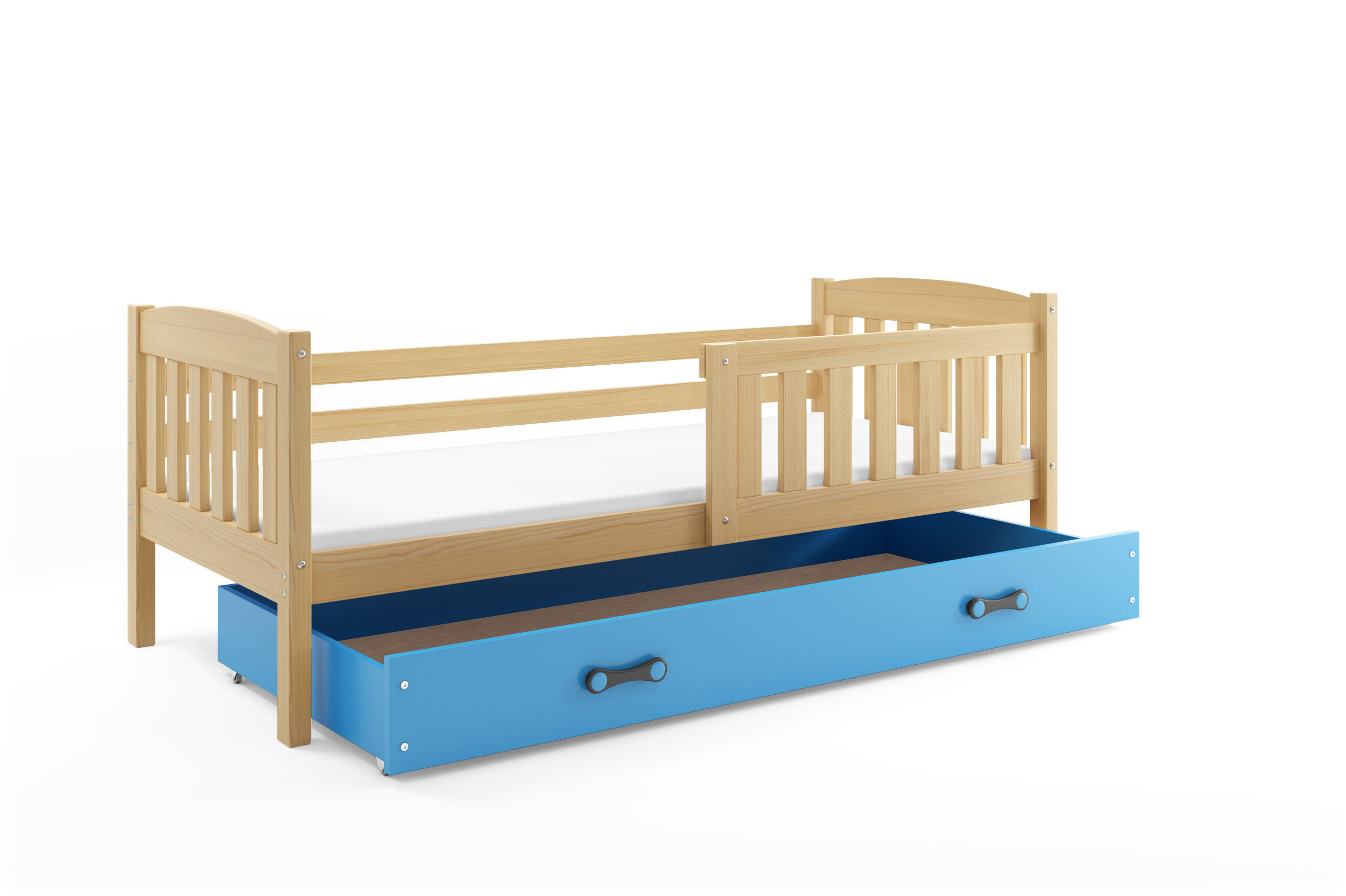 SMB Dětská postel se šuplíkem JAKE 1, 90x200 cm Dekor: Borovice, Barva šuplíku: Modrá