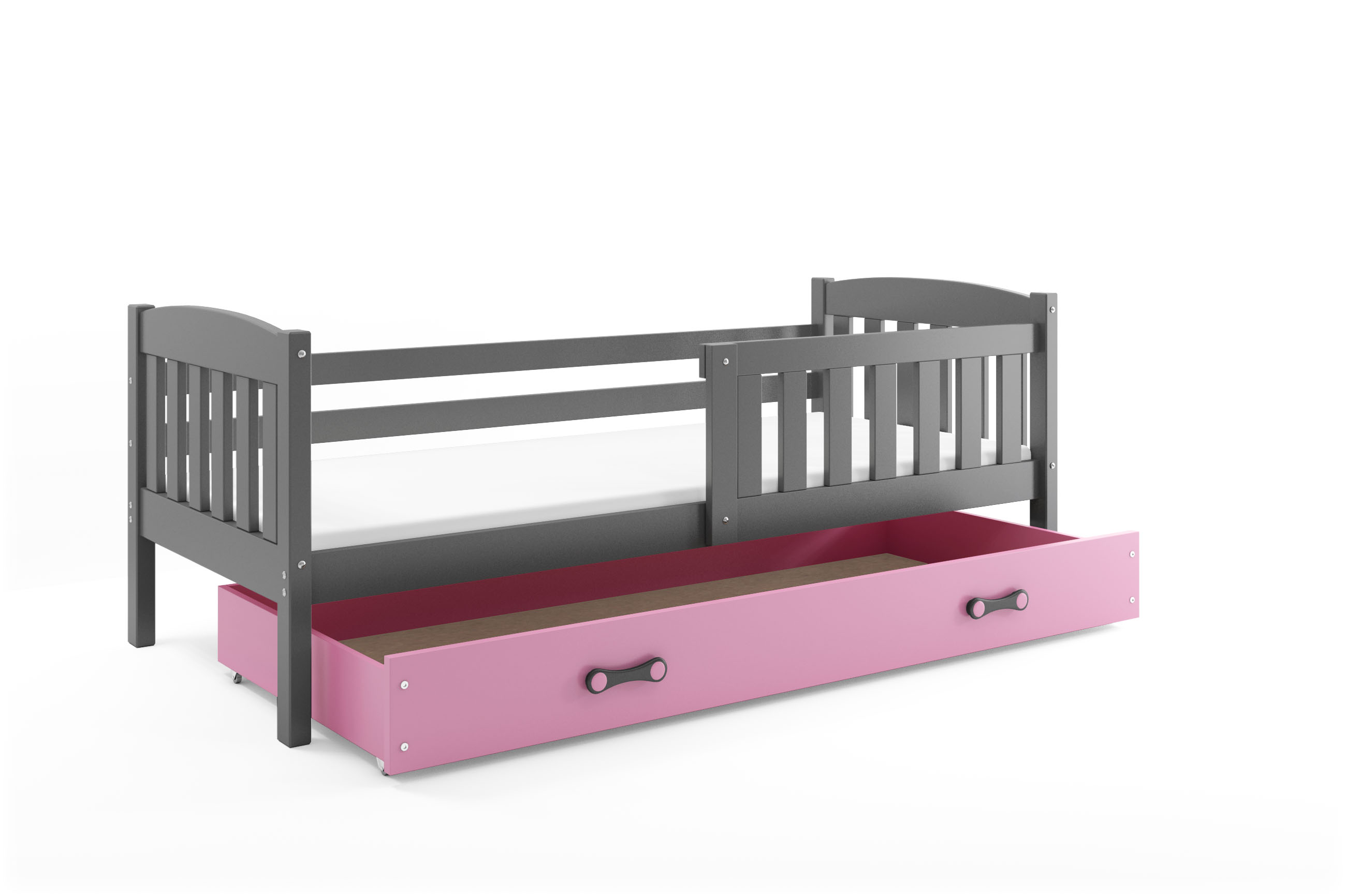 SMB Dětská postel se šuplíkem JAKE 1, 90x200 cm Dekor: Grafit, Barva šuplíku: Růžová
