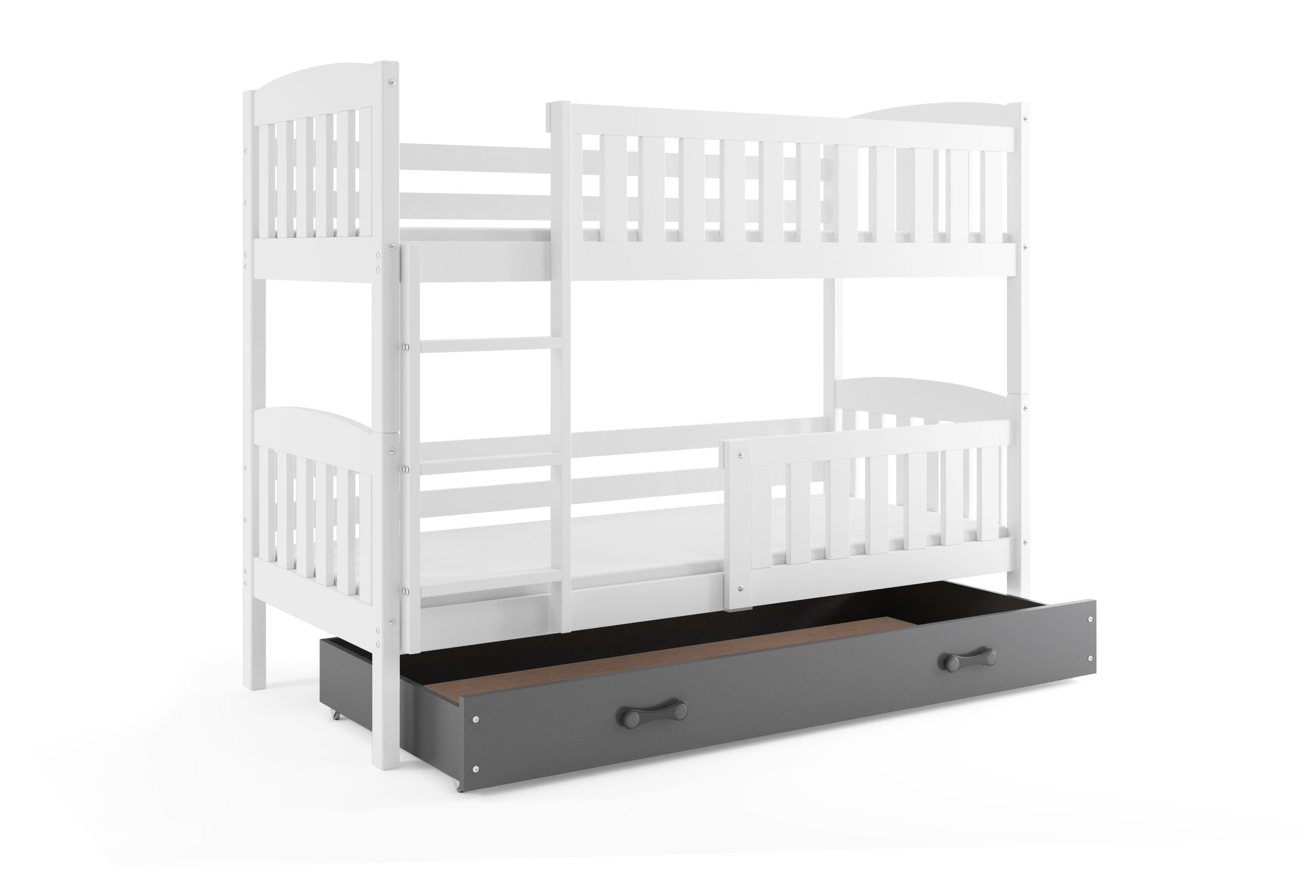 SMB Dětská patrová postel se šuplíkem JAKE 3, 90x190 cm Dekor: Bílá, Barva šuplíku: Grafit