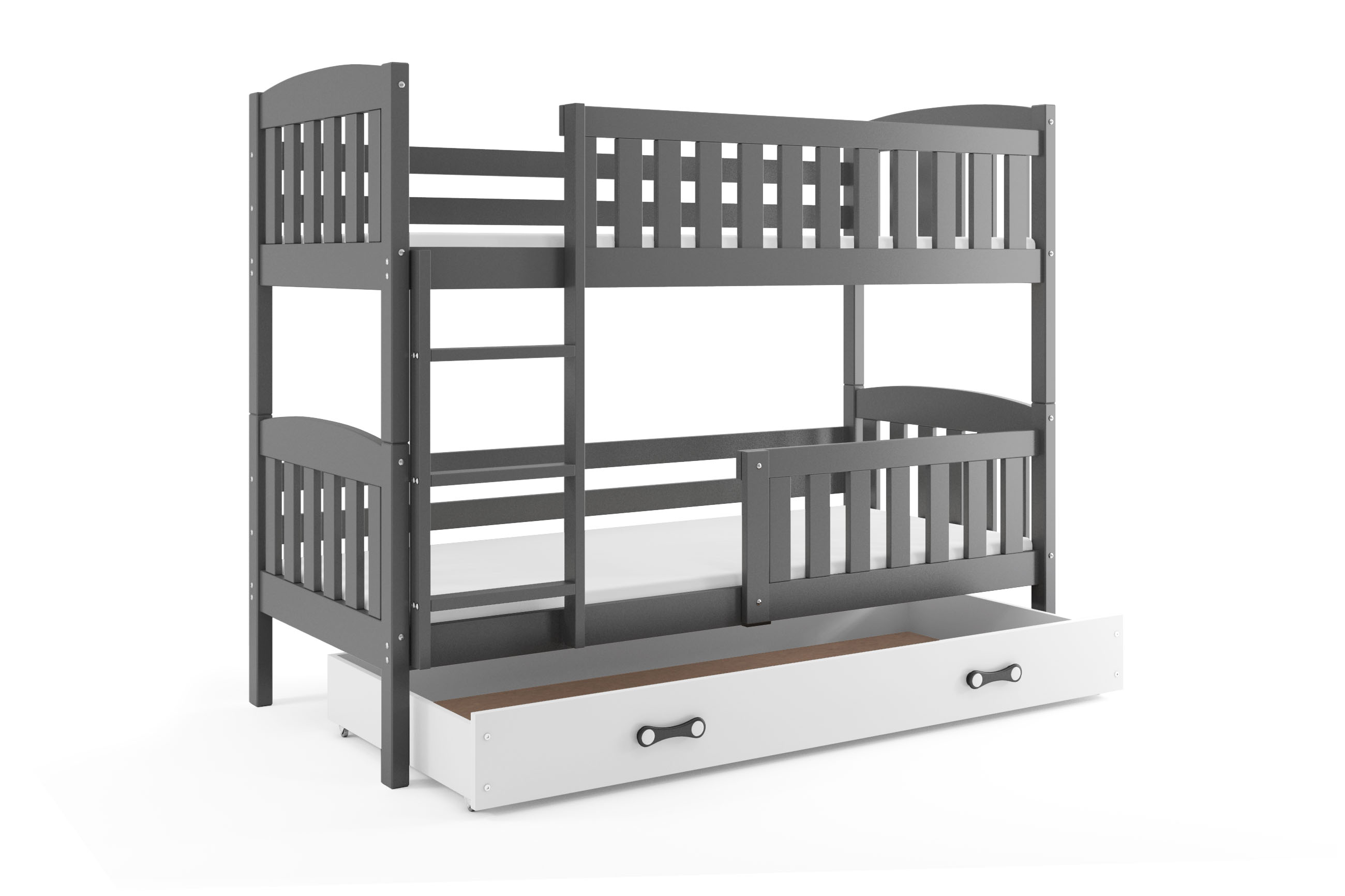 SMB Dětská patrová postel se šuplíkem JAKE 3, 90x190 cm Dekor: Grafit, Barva šuplíku: Bílá