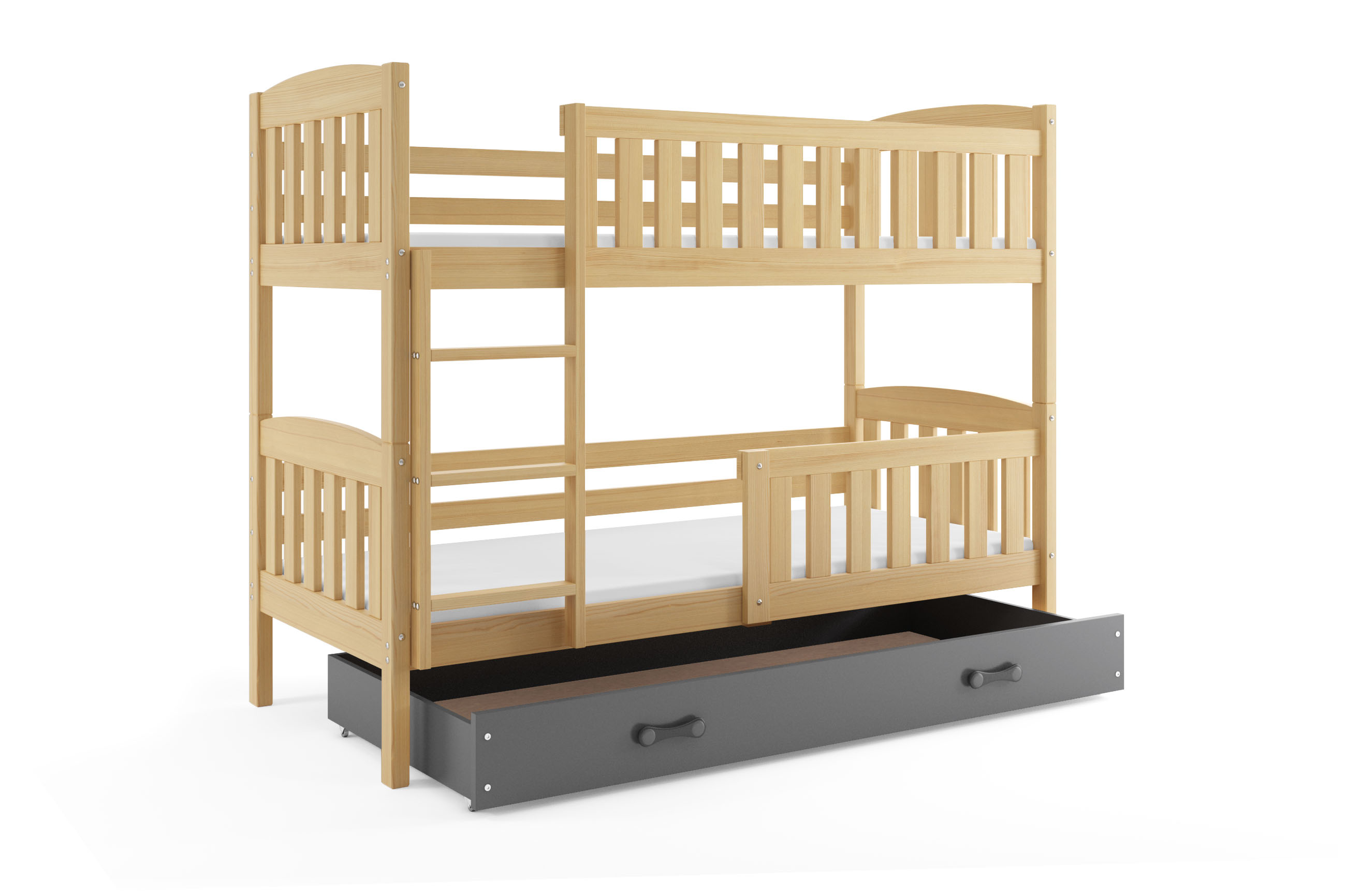 SMB Dětská patrová postel se šuplíkem JAKE 3, 90x200 cm Dekor: Borovice, Barva šuplíku: Grafit