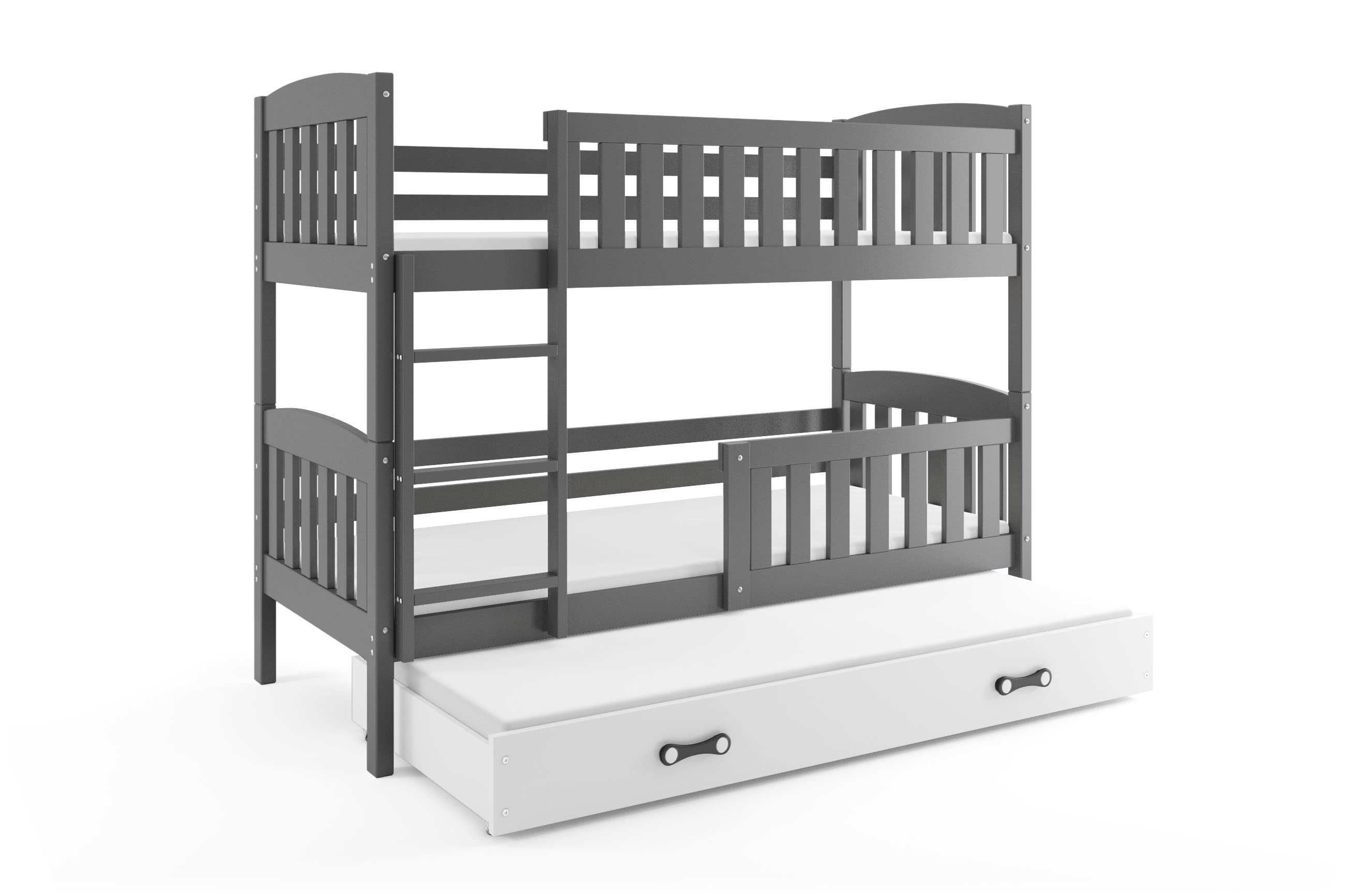 SMB Dětská patrová postel s přistýlkou JAKE 4, 90x200 cm Dekor: Grafit, Barva šuplíku: Bílá