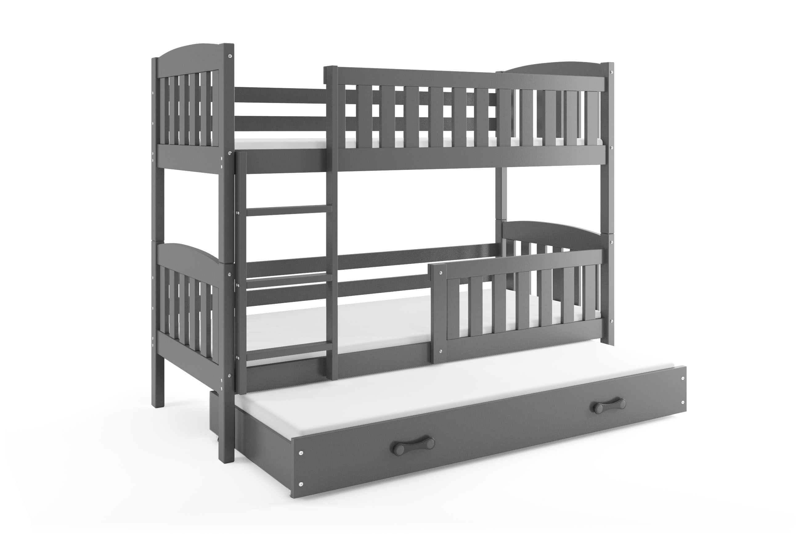 SMB Dětská patrová postel s přistýlkou JAKE 4, 90x200 cm Dekor: Grafit, Barva šuplíku: Grafit