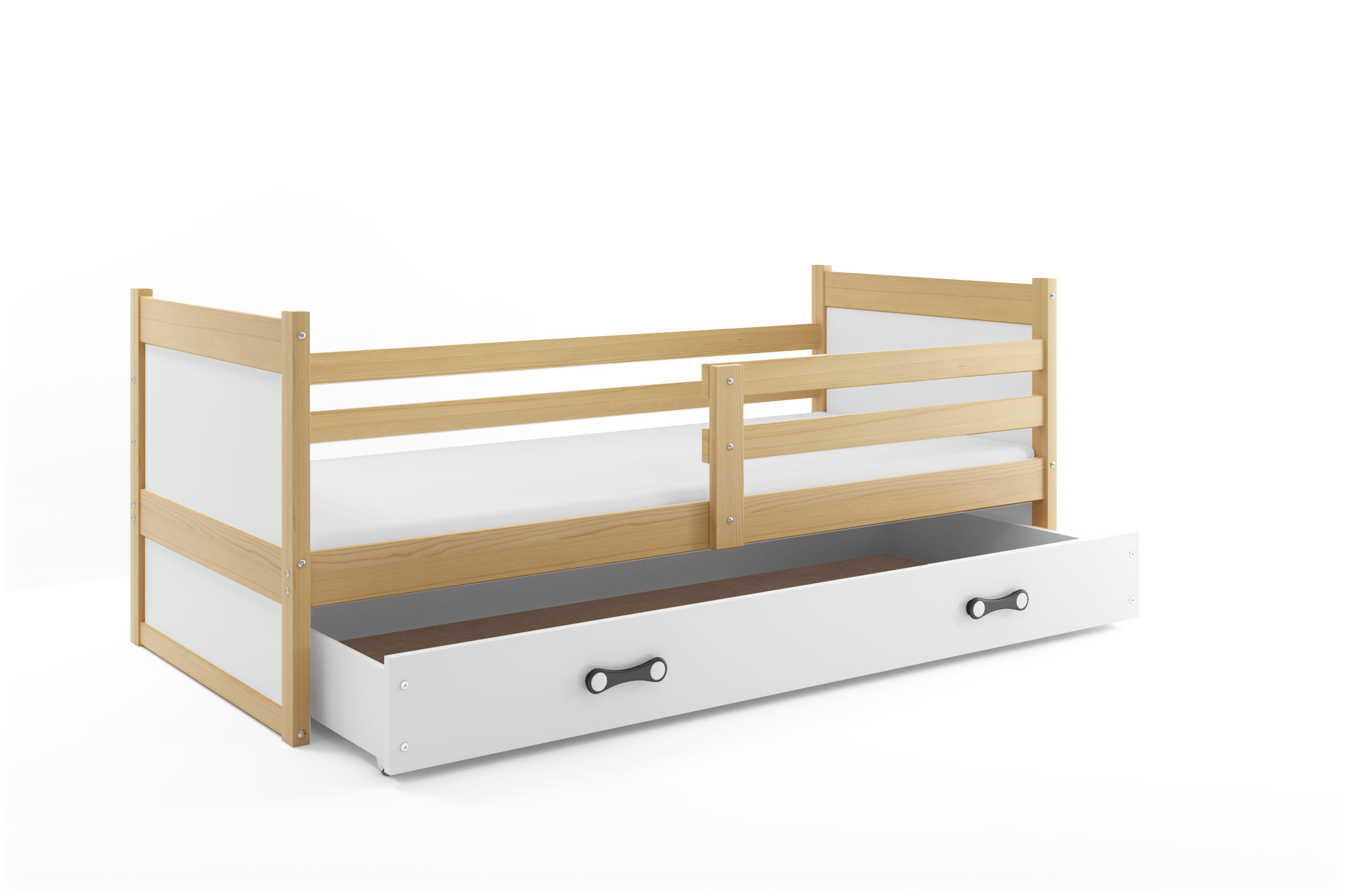 SMB Dětská postel se šuplíkem RICK 1, 90x190 cm Dekor: Borovice, Barva šuplíku: Bílá