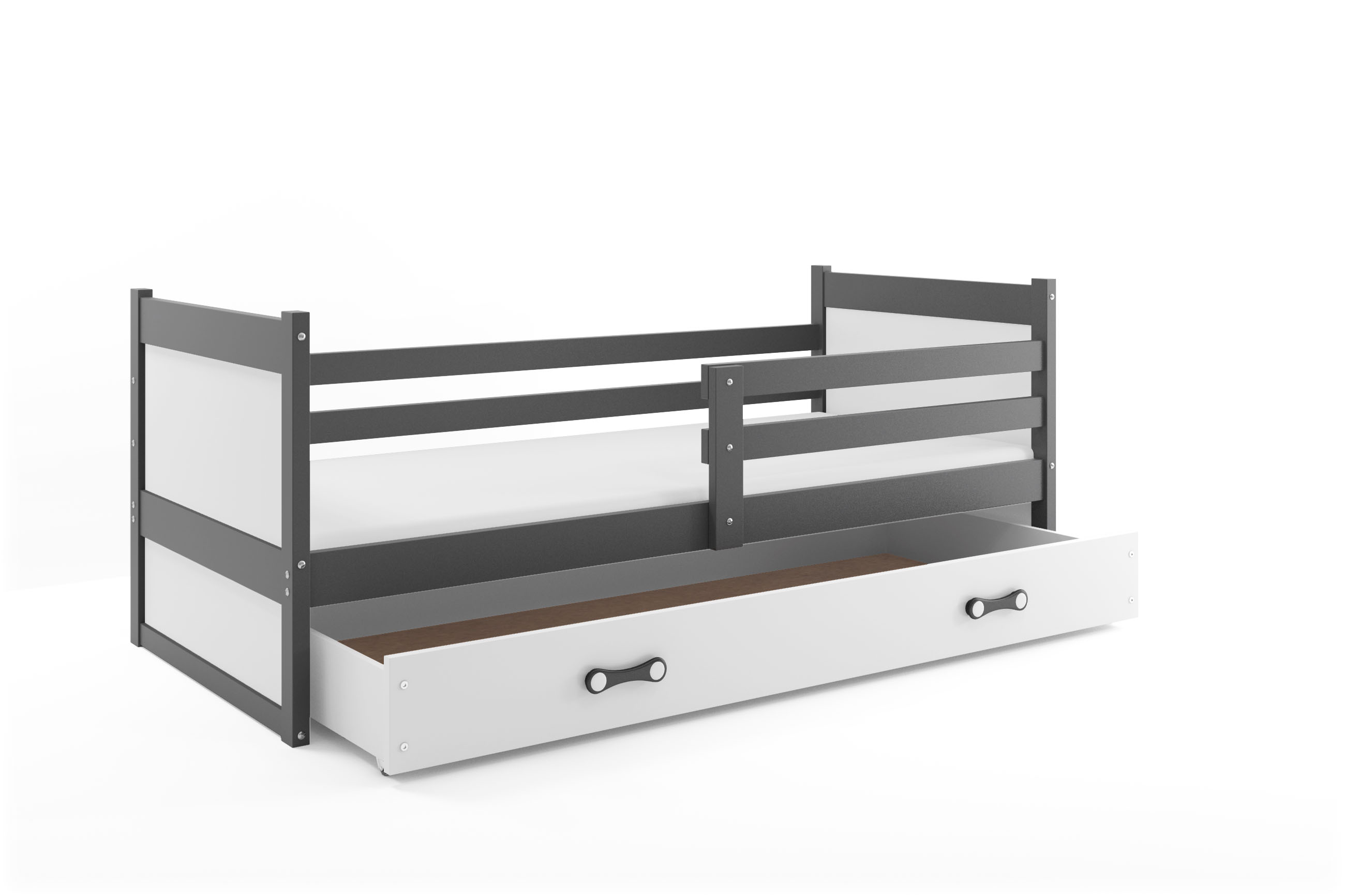 SMB Dětská postel se šuplíkem RICK 1, 90x190 cm Dekor: Grafit, Barva šuplíku: Bílá