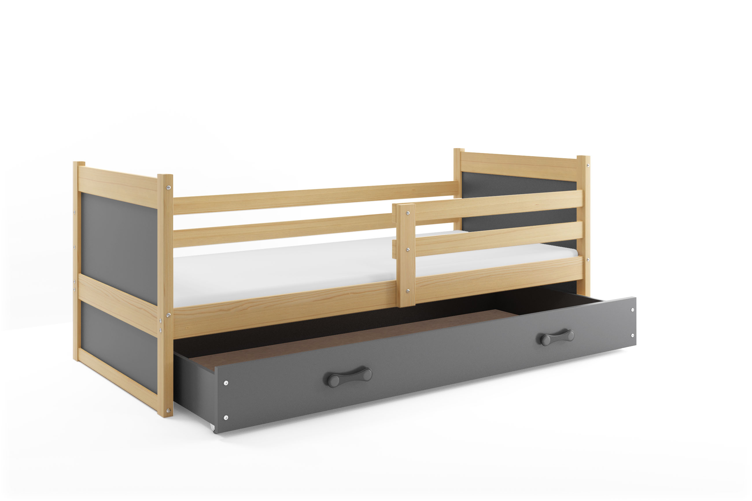 SMB Dětská postel se šuplíkem RICK 1, 90x200 cm Dekor: Borovice, Barva šuplíku: Grafit