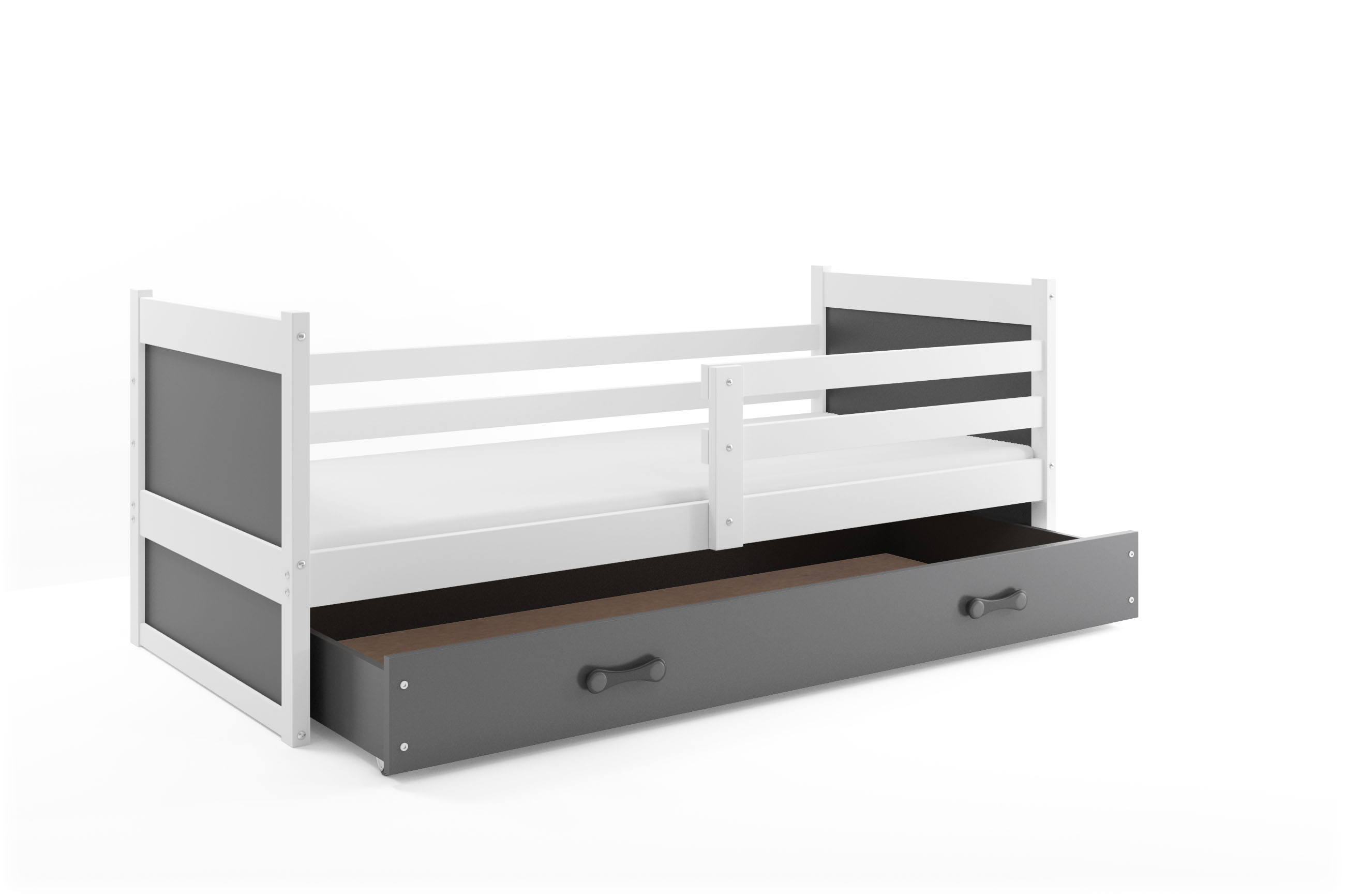 SMB Dětská postel se šuplíkem RICK 1, 90x200 cm Dekor: Bílá, Barva šuplíku: Grafit