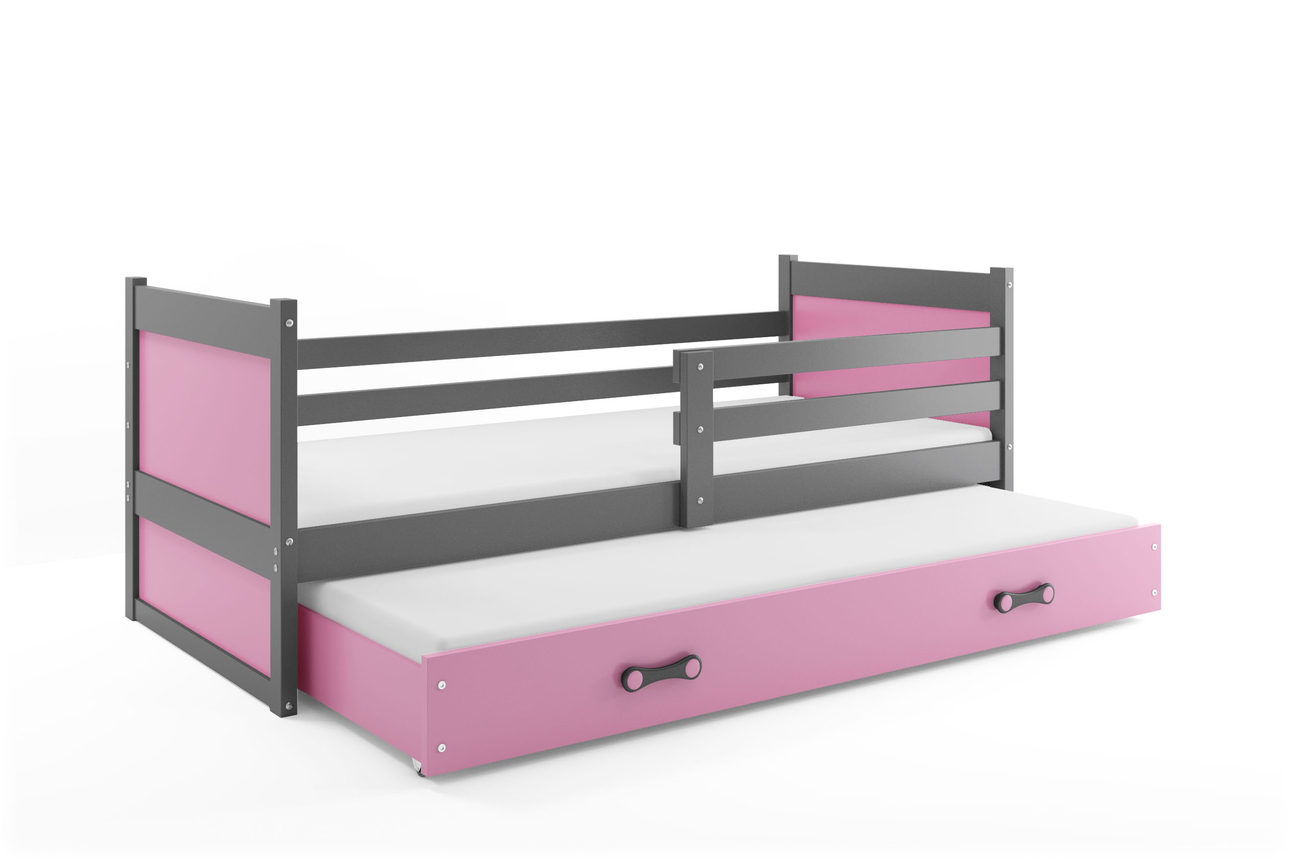 SMB Dětská postel s přistýlkou RICK 2, 90x200 cm Dekor: Grafit, Barva šuplíku: Růžová