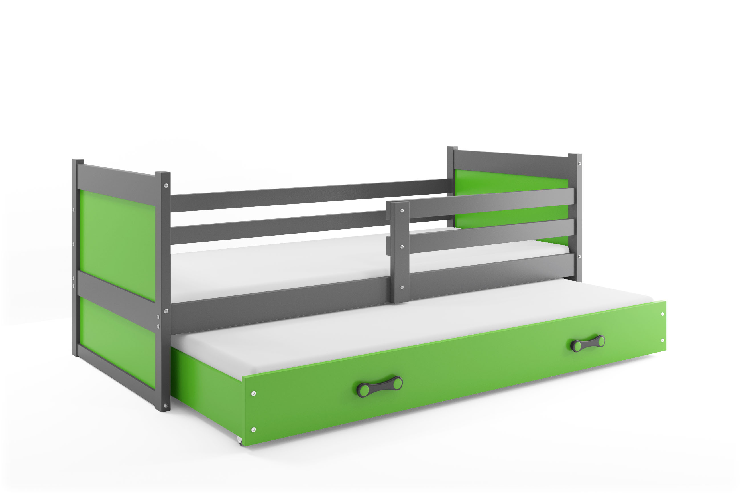 SMB Dětská postel s přistýlkou RICK 2, 90x200 cm Dekor: Grafit, Barva šuplíku: Zelená