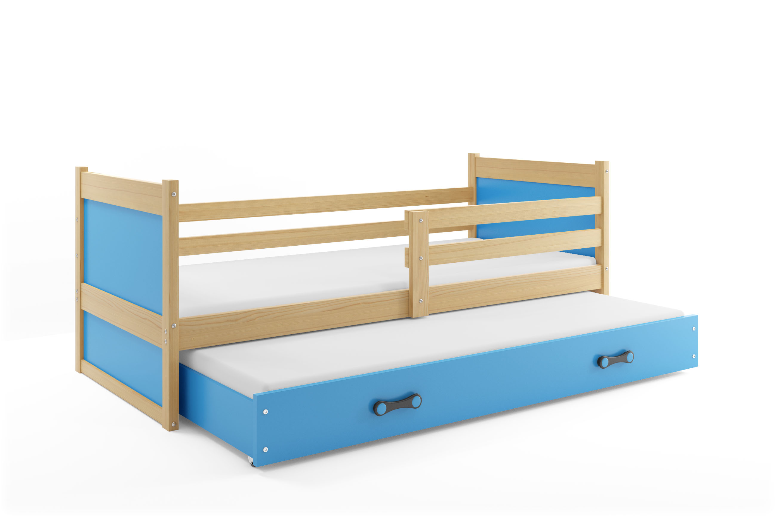 SMB Dětská postel s přistýlkou RICK 2, 90x200 cm Dekor: Borovice, Barva šuplíku: Modrá