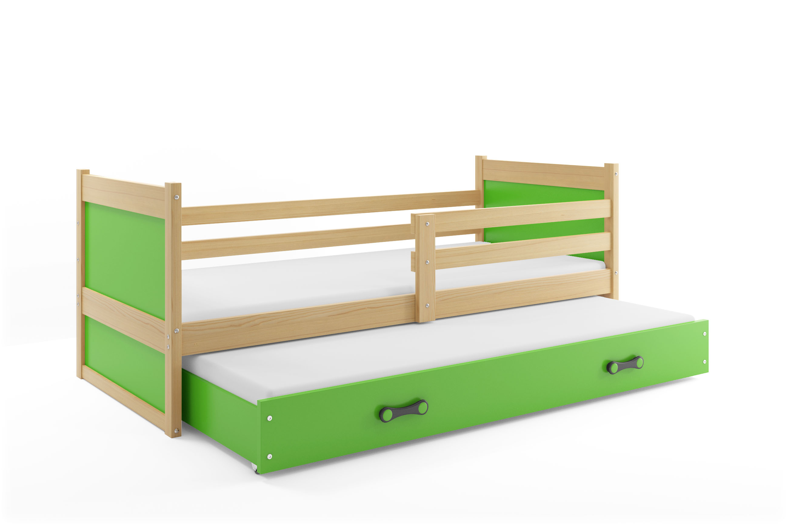 SMB Dětská postel s přistýlkou RICK 2, 90x200 cm Dekor: Borovice, Barva šuplíku: Zelená