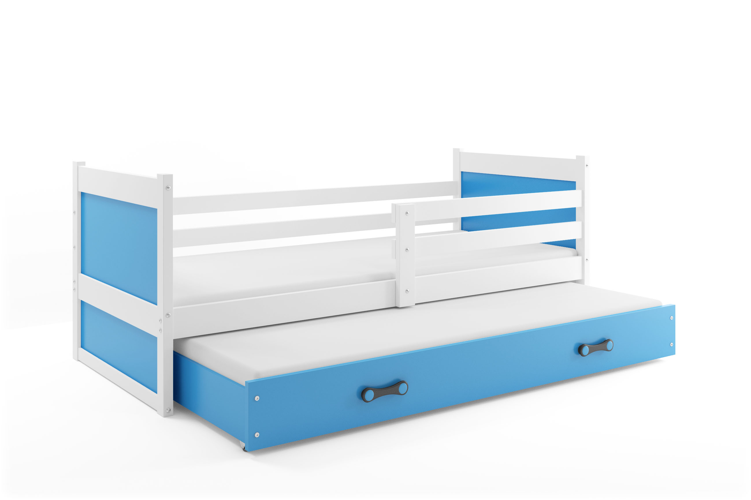 SMB Dětská postel s přistýlkou RICK 2, 90x200 cm Dekor: Bílá, Barva šuplíku: Modrá