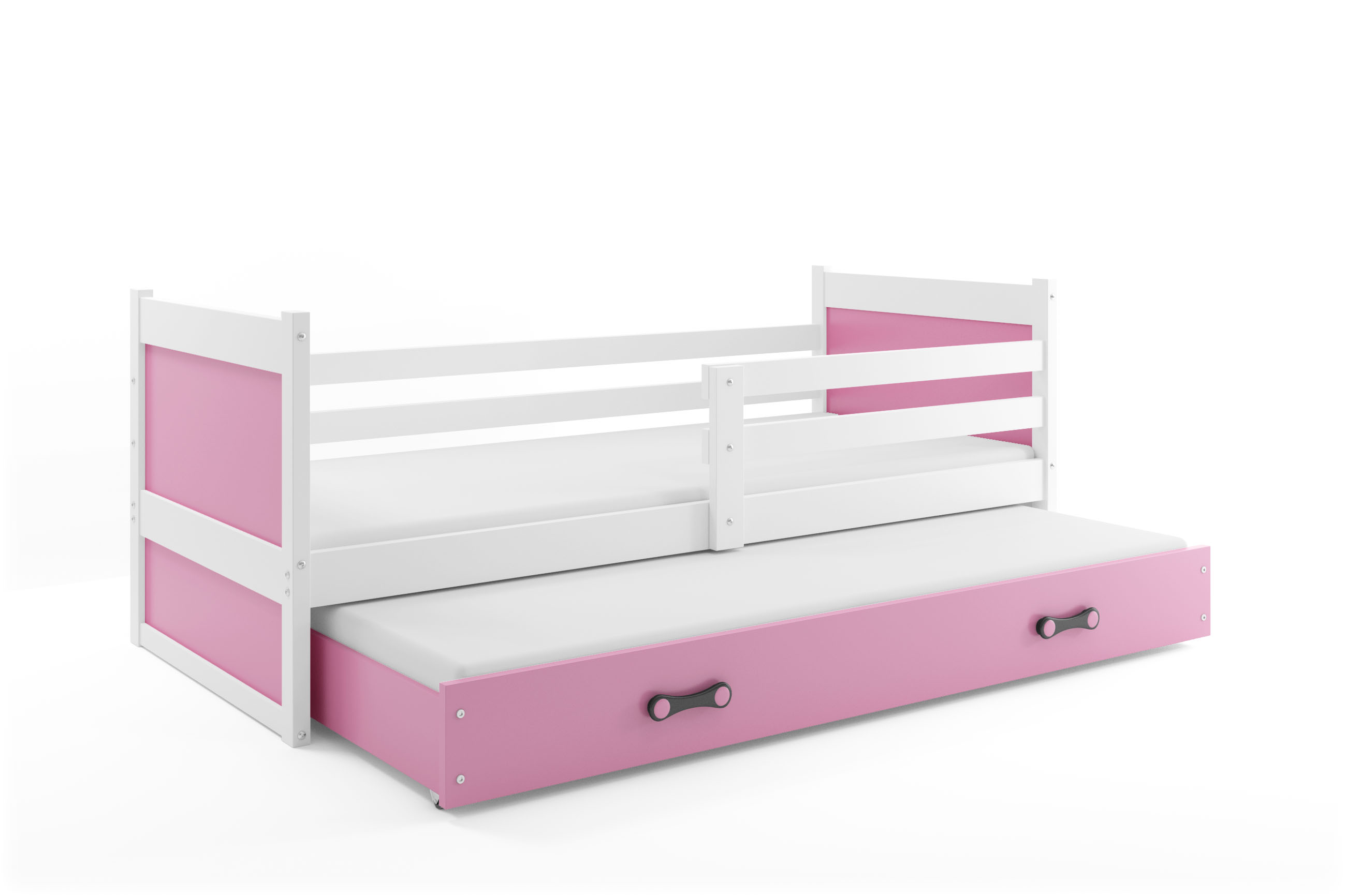 SMB Dětská postel s přistýlkou RICK 2, 90x200 cm Dekor: Bílá, Barva šuplíku: Růžová