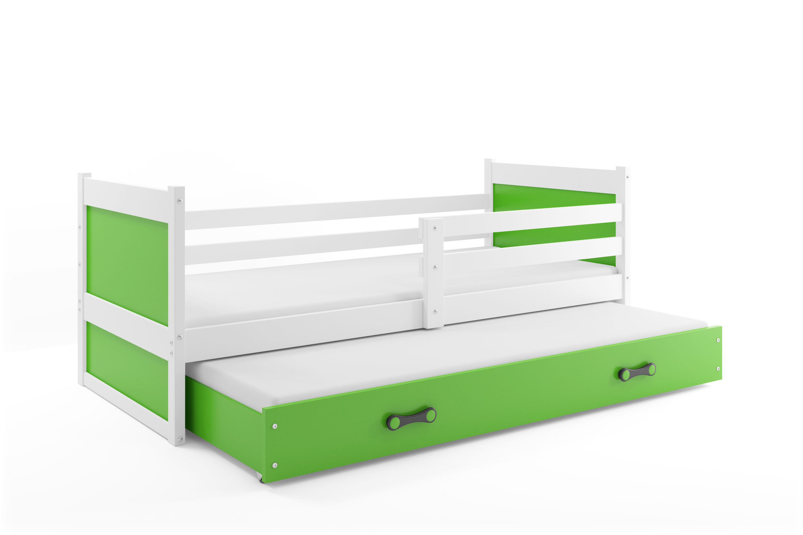 SMB Dětská postel s přistýlkou RICK 2, 90x200 cm Dekor: Bílá, Barva šuplíku: Zelená