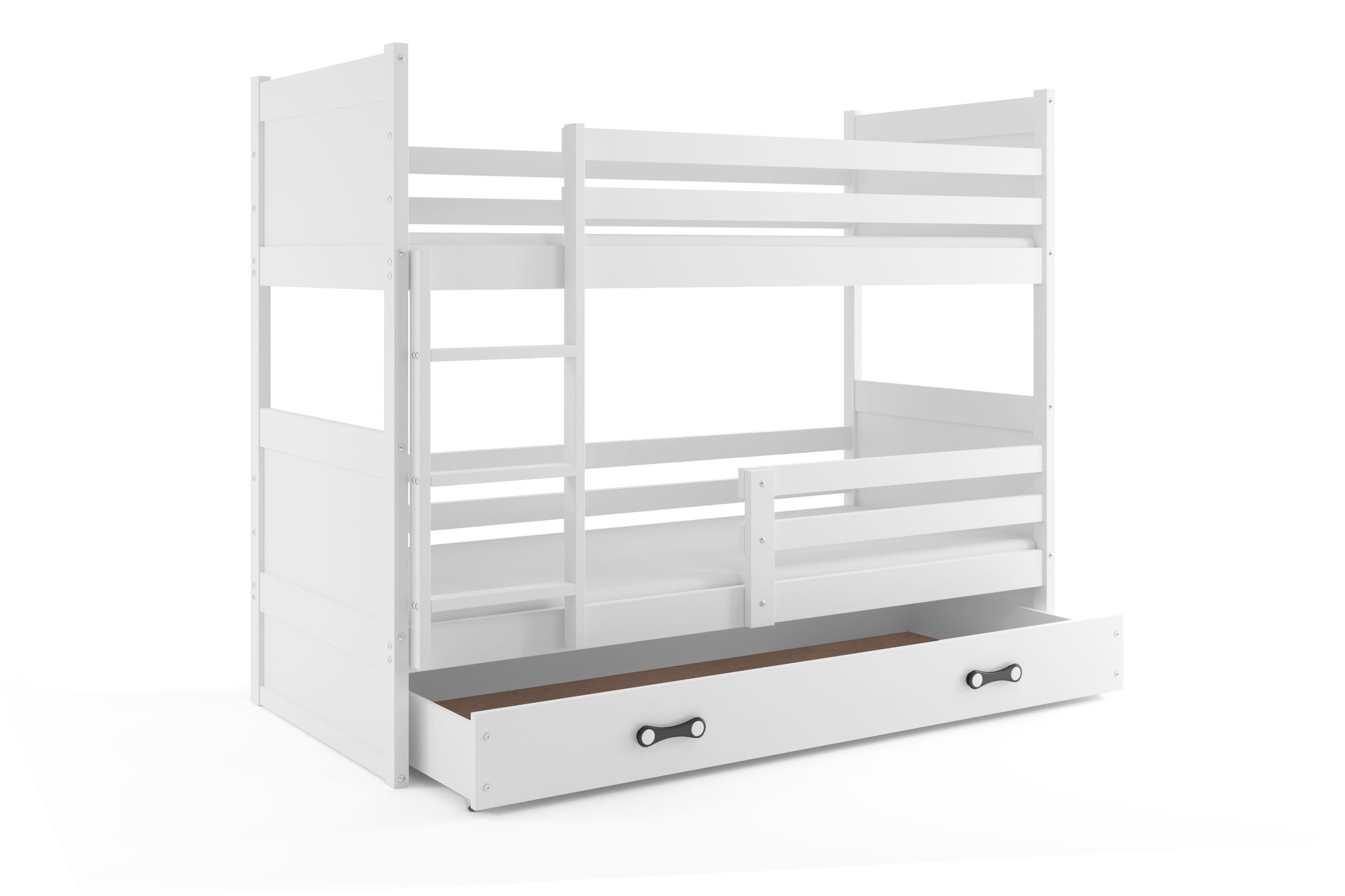 SMB Dětská patrová postel se šuplíkem RICK 3, 90x190 cm Dekor: Bílá, Barva šuplíku: Bílá