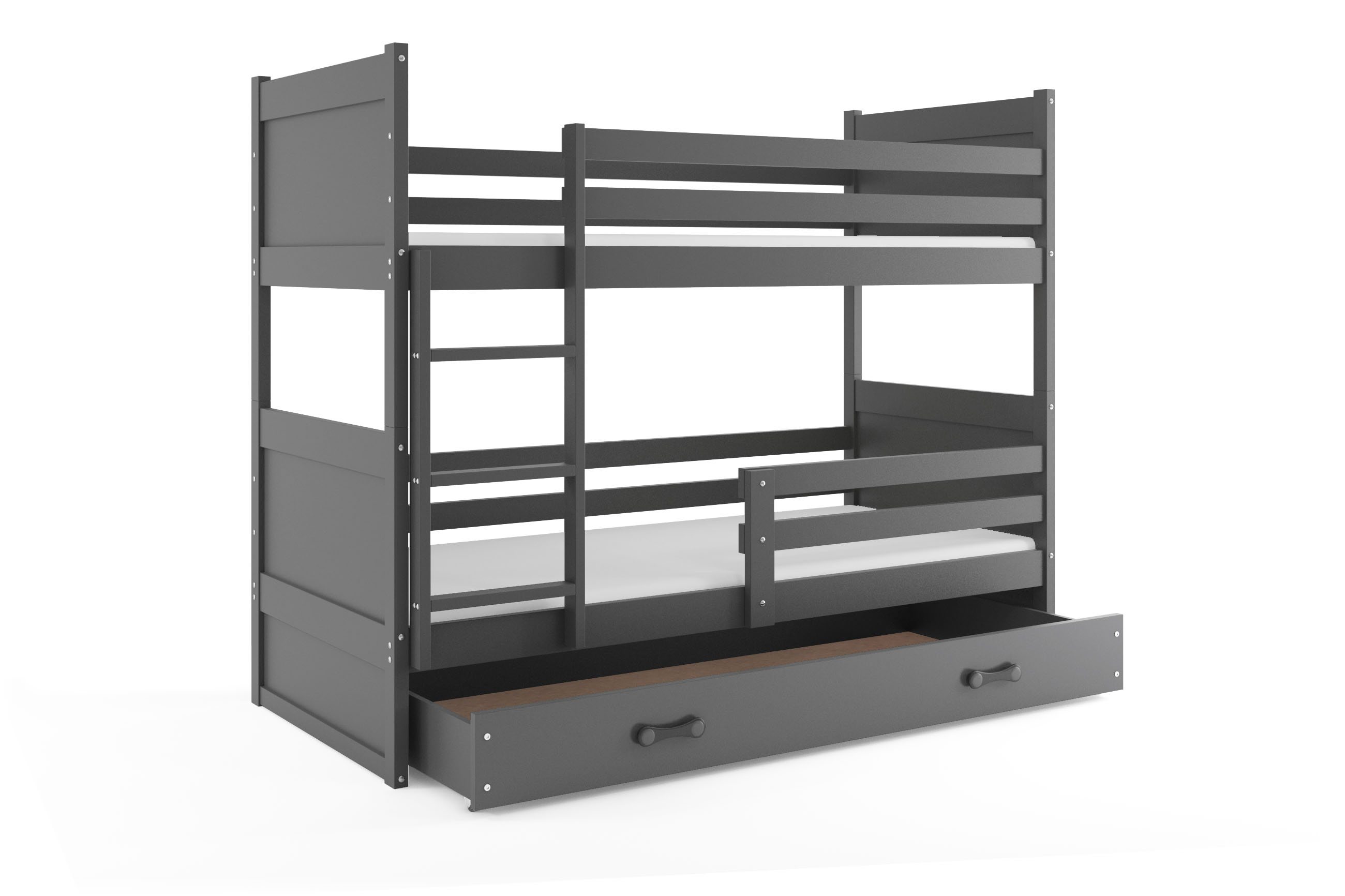 SMB Dětská patrová postel se šuplíkem RICK 3, 90x190 cm Dekor: Grafit, Barva šuplíku: Grafit