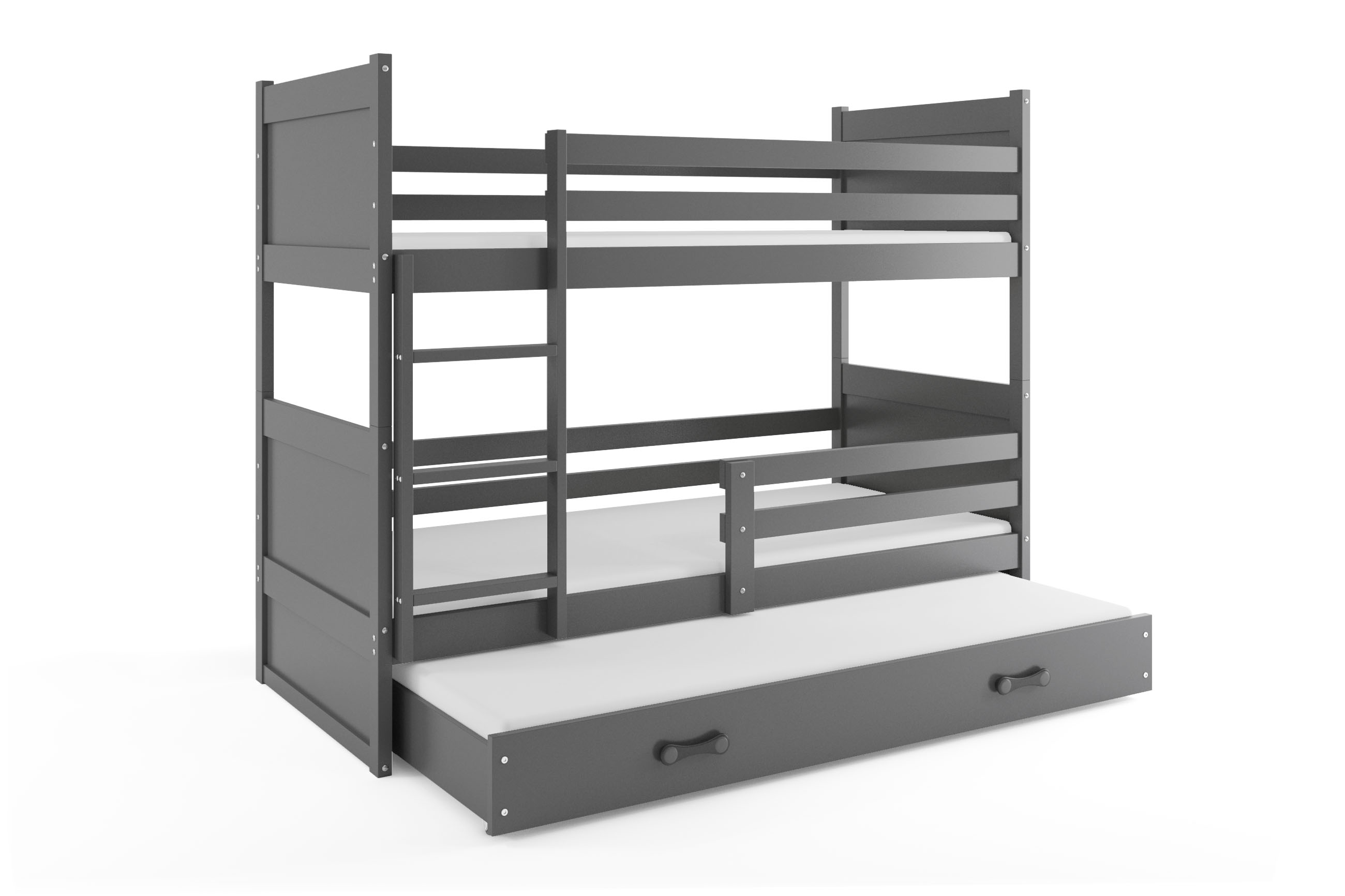 SMB Dětská patrová postel s přistýlkou RICK 4, 90x190 cm Dekor: Grafit, Barva šuplíku: Grafit