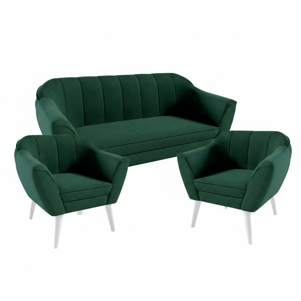 Eka Souprava pohovky a křesel BELLAGIO Velutto Výběr nohou: Bílé, Barva látky Velutto: Velutto 10