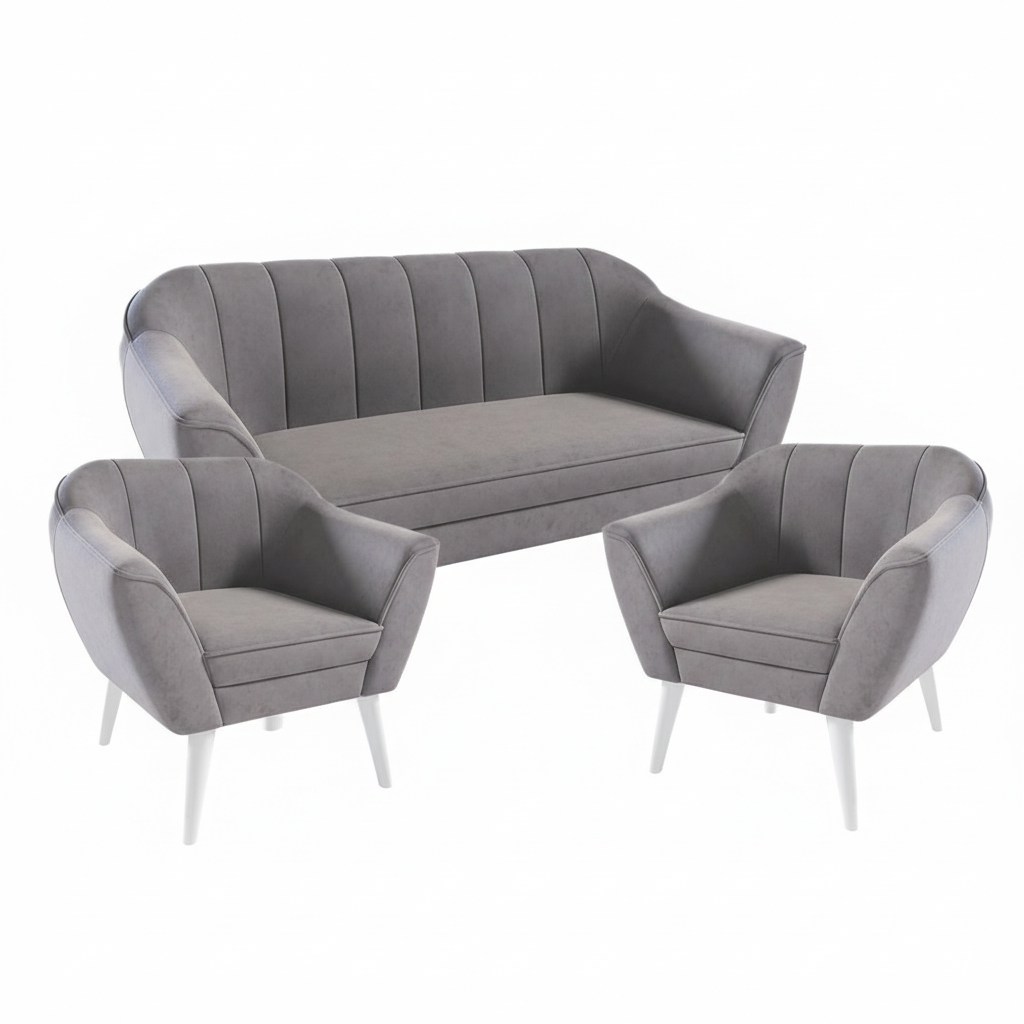 Eka Souprava pohovky a křesel BELLAGIO Velutto Výběr nohou: Bílé, Barva látky Velutto: Velutto 15