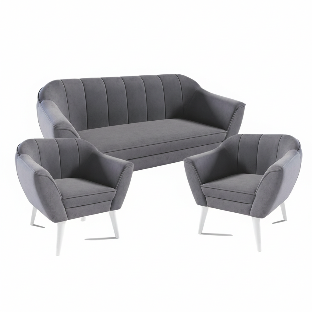 Eka Souprava pohovky a křesel BELLAGIO Velutto Výběr nohou: Bílé, Barva látky Velutto: Velutto 18