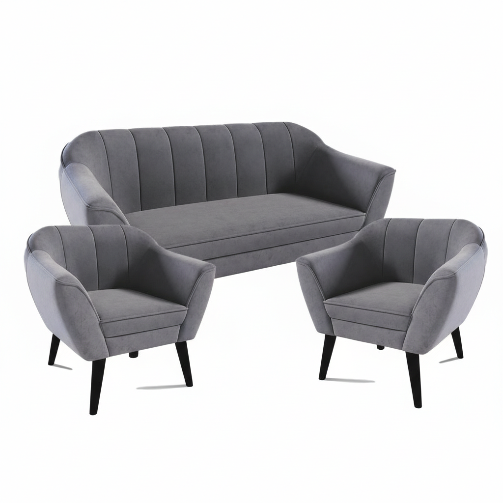 Eka Souprava pohovky a křesel BELLAGIO Velutto Výběr nohou: Černé, Barva látky Velutto: Velutto 18