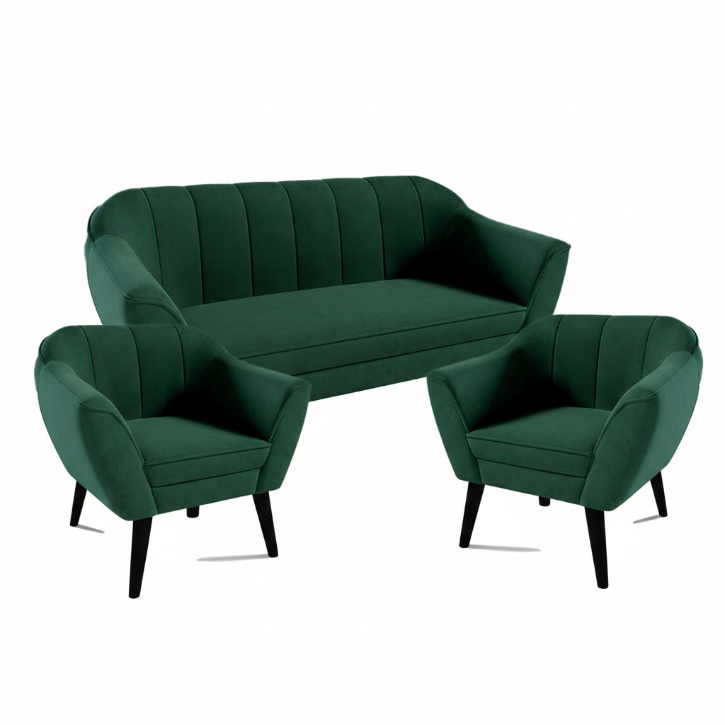 Eka Souprava pohovky a křesel BELLAGIO Velutto Výběr nohou: Černé, Barva látky Velutto: Velutto 10