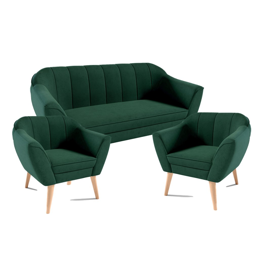 Eka Souprava pohovky a křesel BELLAGIO Velutto Výběr nohou: Přírodní, Barva látky Velutto: Velutto 10