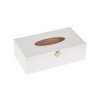 Dřevěná krabička na kapesníky se sponou - 26x14x8 cm, Bílá