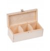 Dřevěná krabička na čaj s přihrádkami, se zámkem - 22x10x8 cm, Přírodní