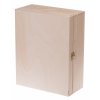 Dřevěná krabička na láhev a dvě sklenice - 30x23x11 cm, Přírodní