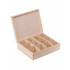 Dřevěná krabička na čaj s přihrádkami - 29x23x8 cm, Přírodní