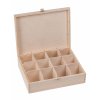 Dřevěná krabička na čaj s přihrádkami, se zámkem - 29x23x8 cm, Přírodní