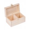 Dřevěná krabička na čaj s přihrádkami, se zámkem - 16x9x8 cm, Přírodní
