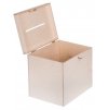 Dřevěný box na svatební přání na klíč - 30x29x25 cm, Přírodní